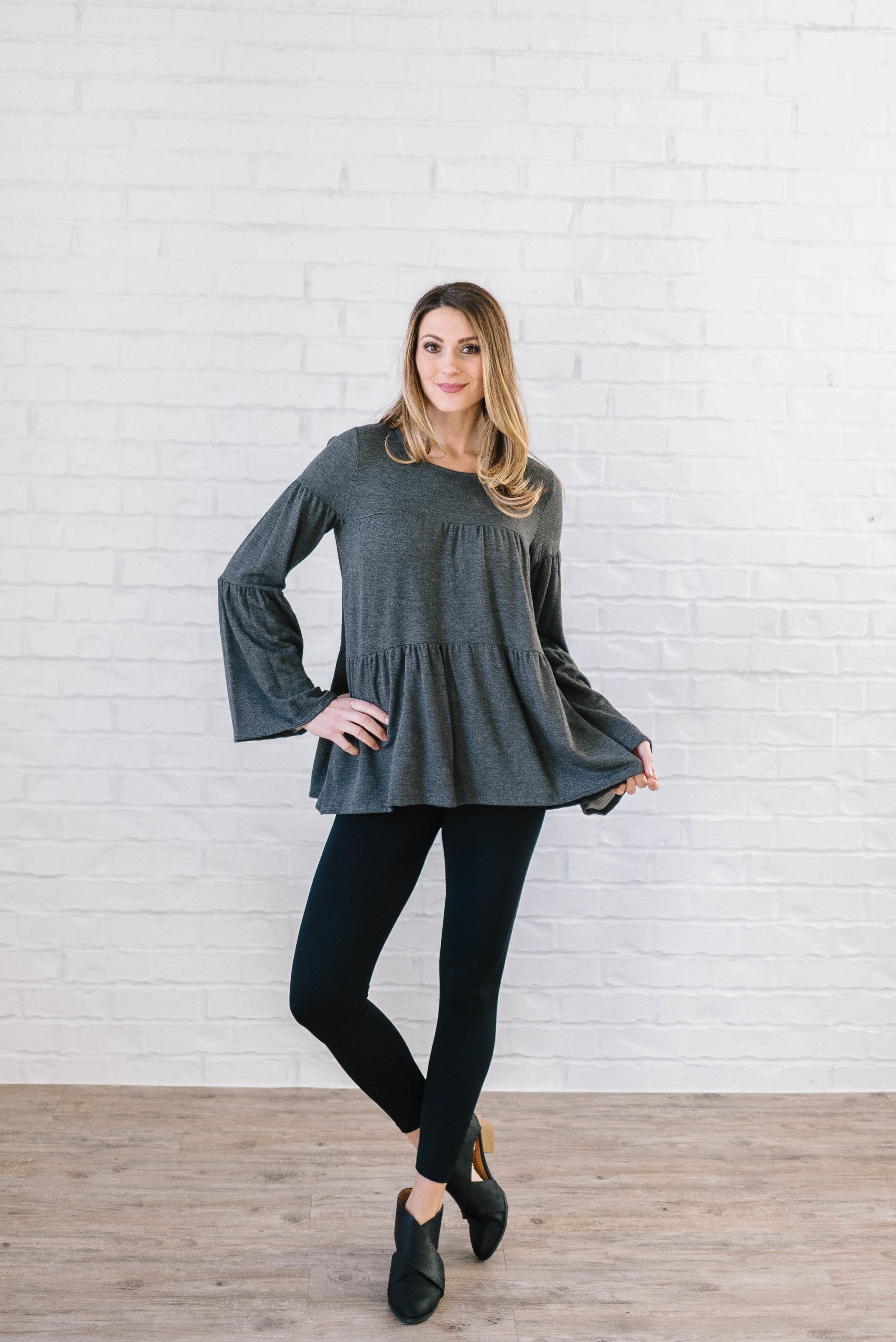 The Hazel Peplum in Gray