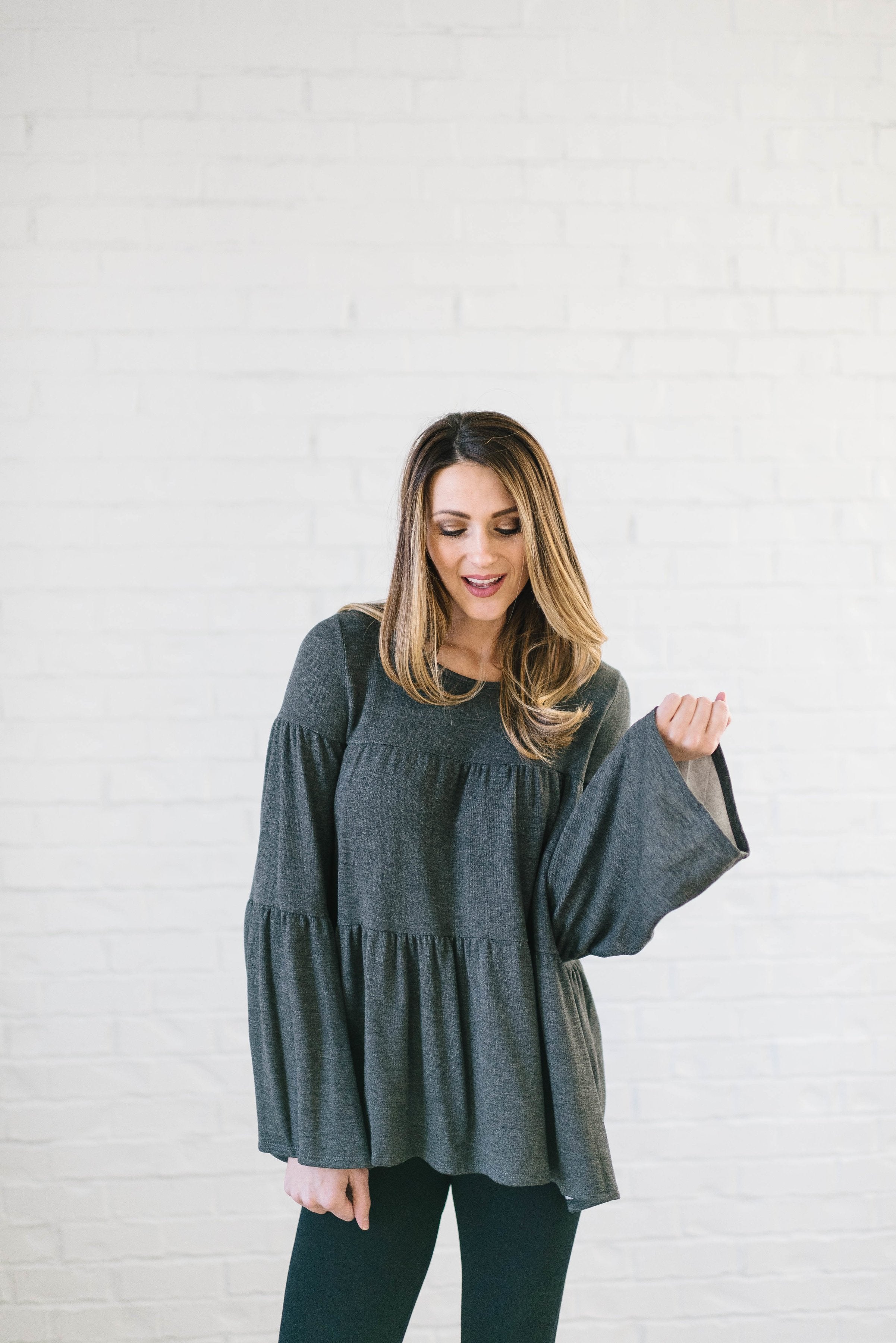 The Hazel Peplum in Gray