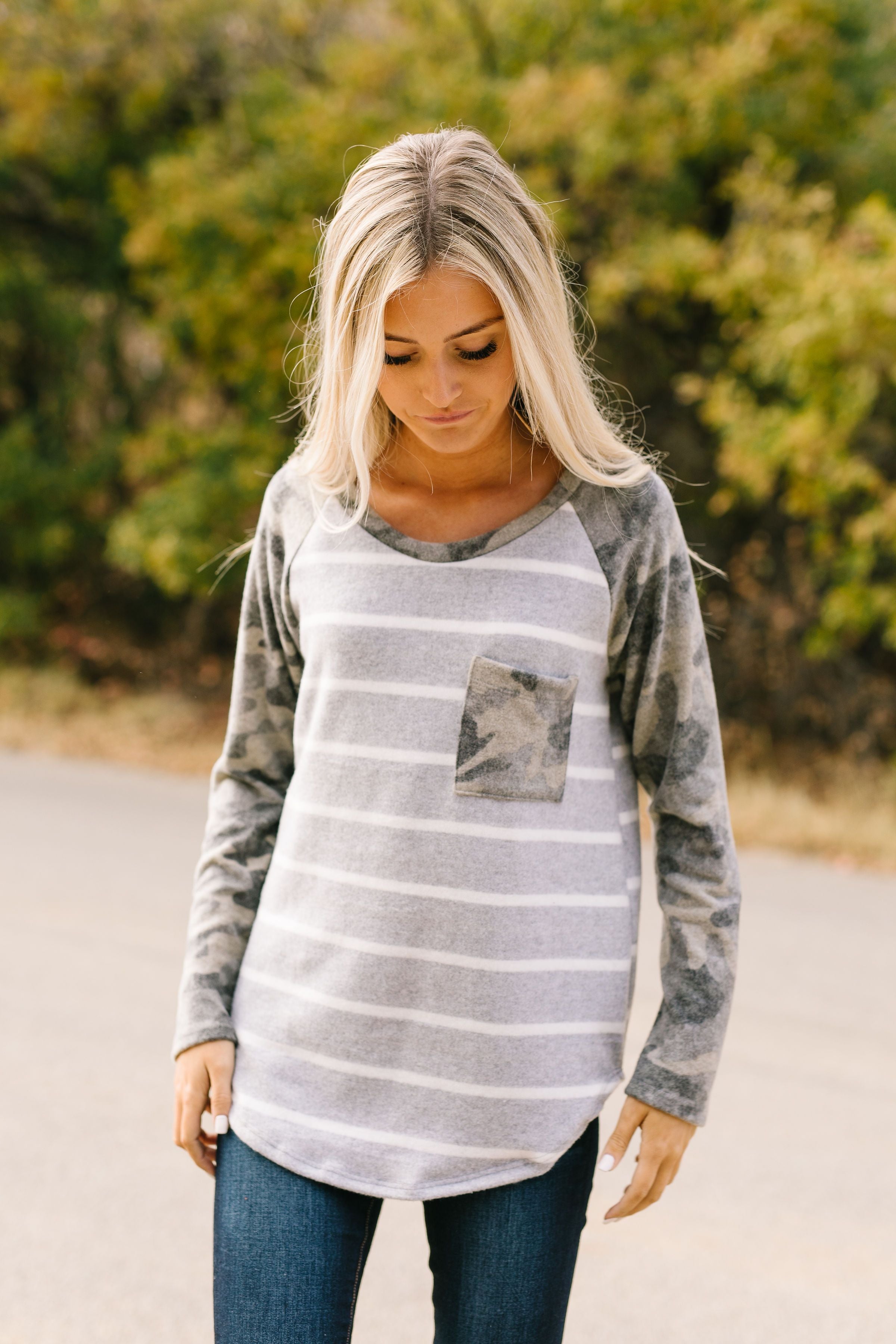 The Hunt Is Over Camouflage Raglan Sleeved Top - ALL SALES FINAL