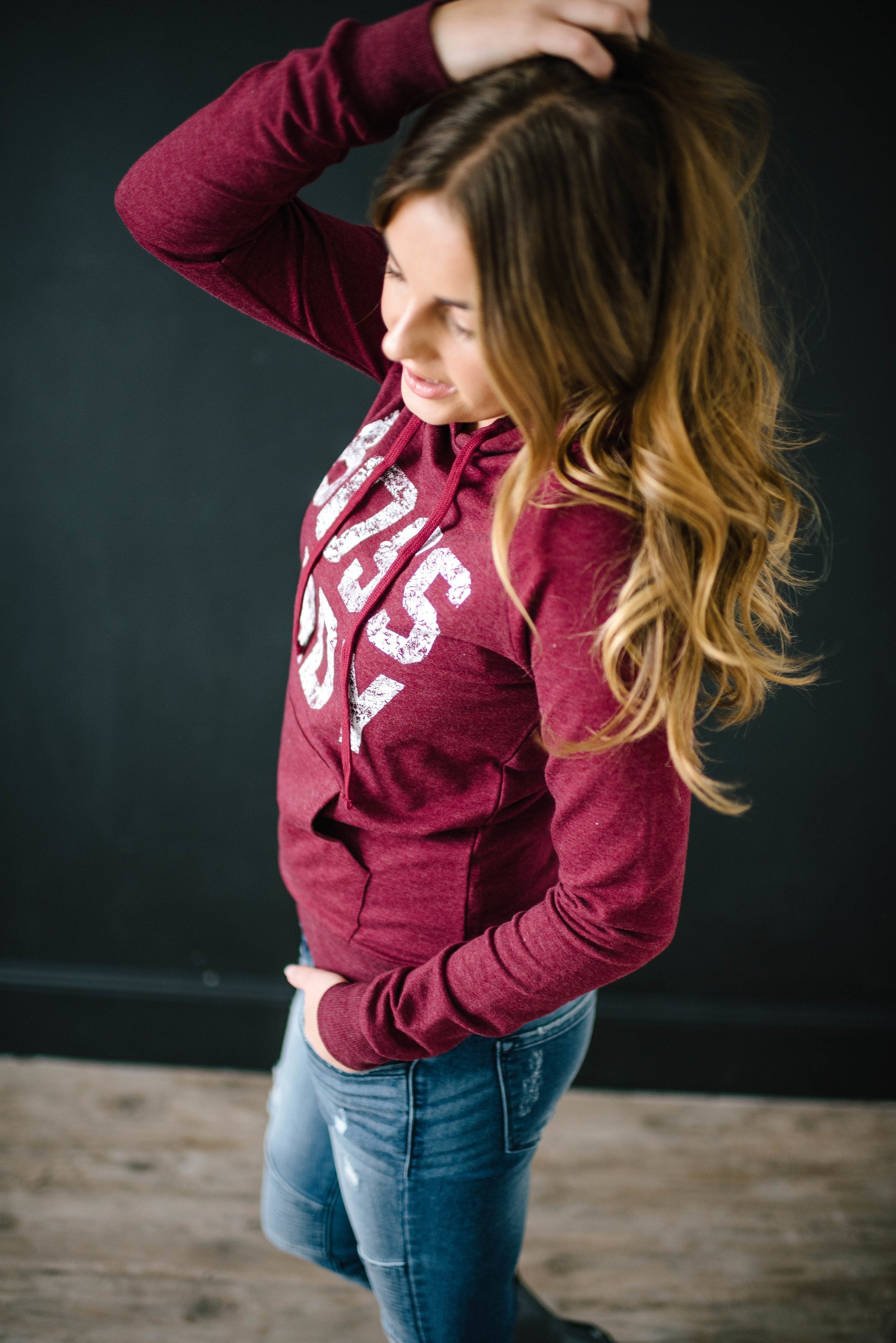 The Hustler Hoodie in Burgundy