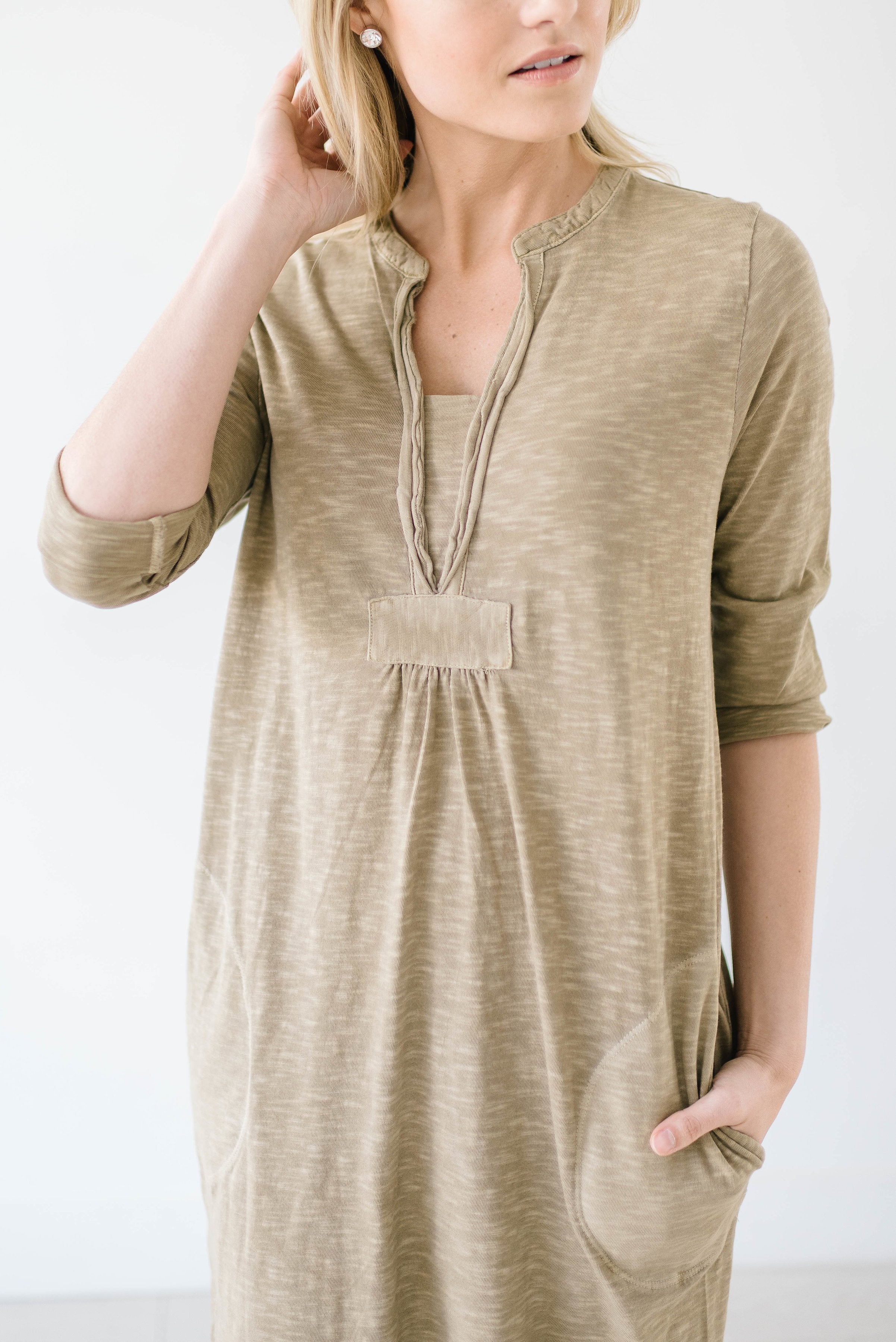 The McCall Dress in Pale Olive