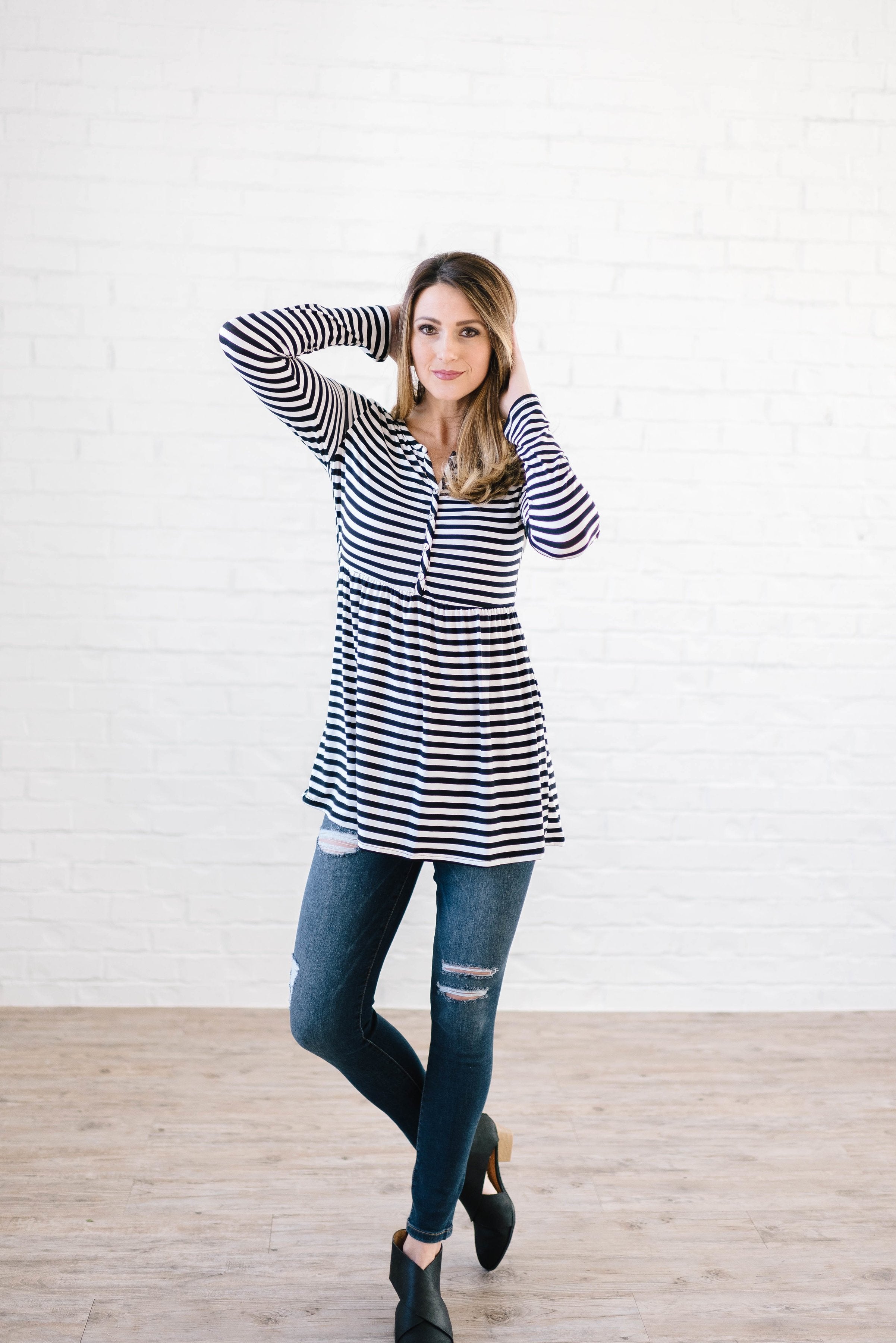 The Sailor Striped Peplum in Black & White