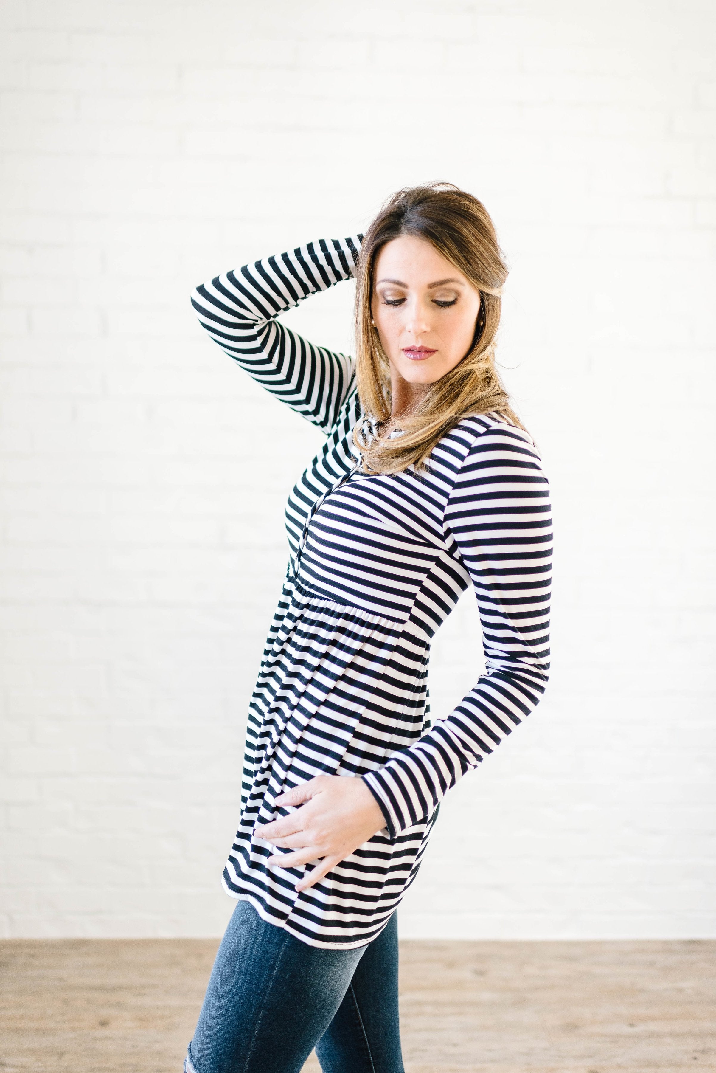 The Sailor Striped Peplum in Black & White