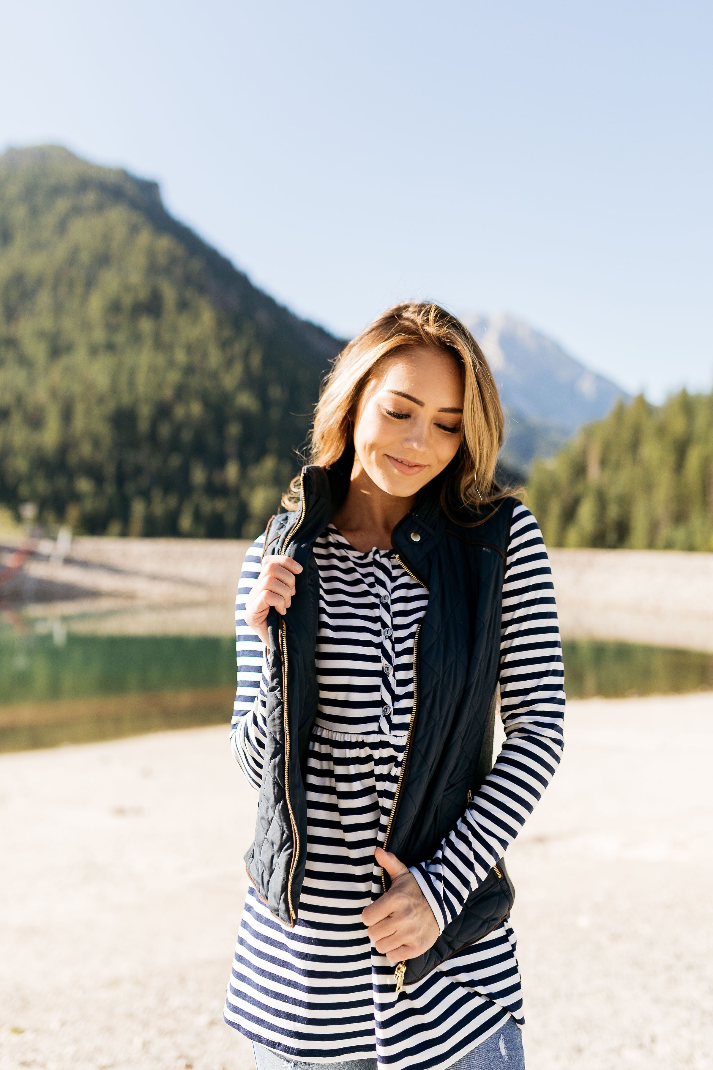 The Sailor Striped Peplum in Navy & White