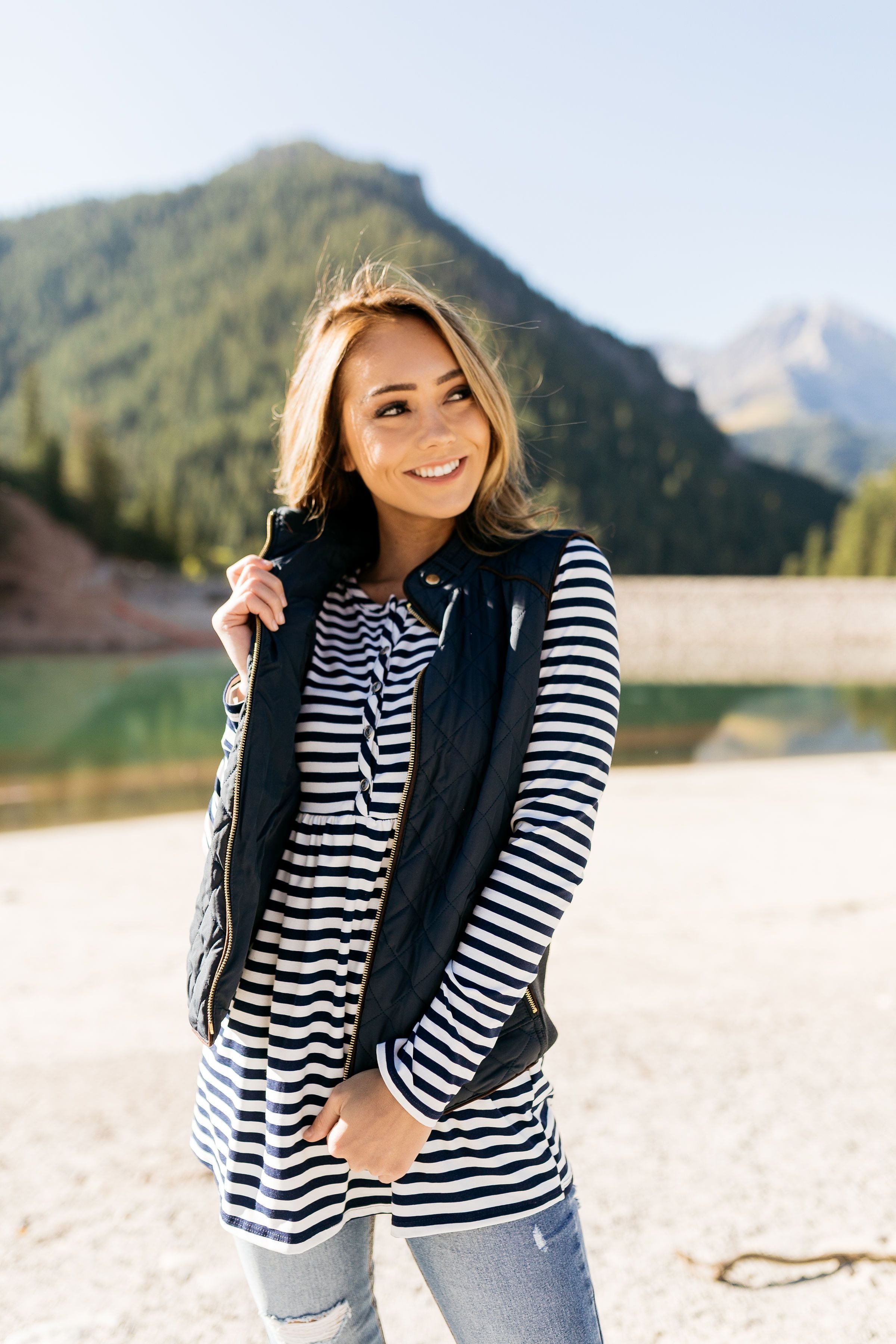 The Sailor Striped Peplum in Navy & White