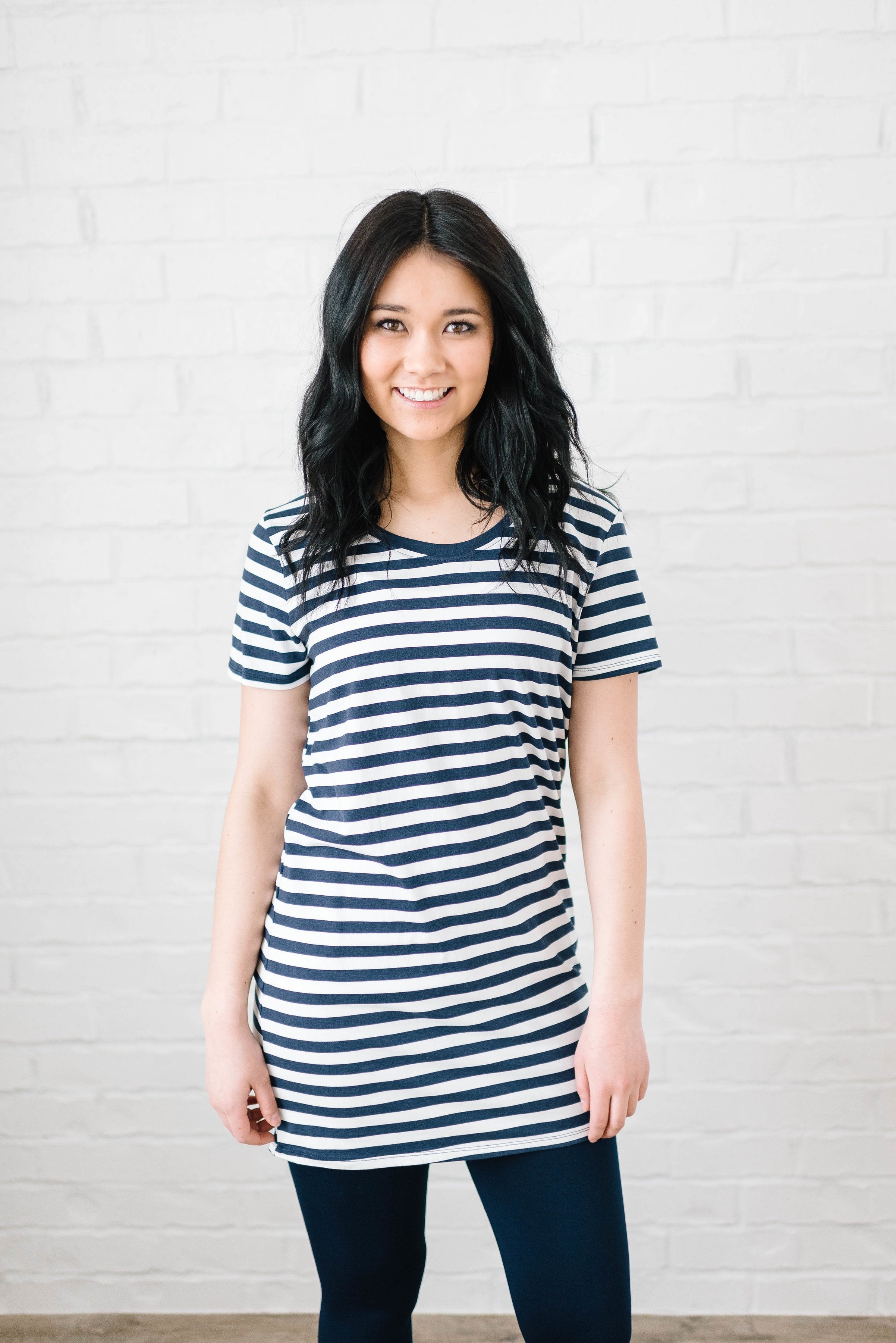 The Stacy Striped Dress in Navy & White