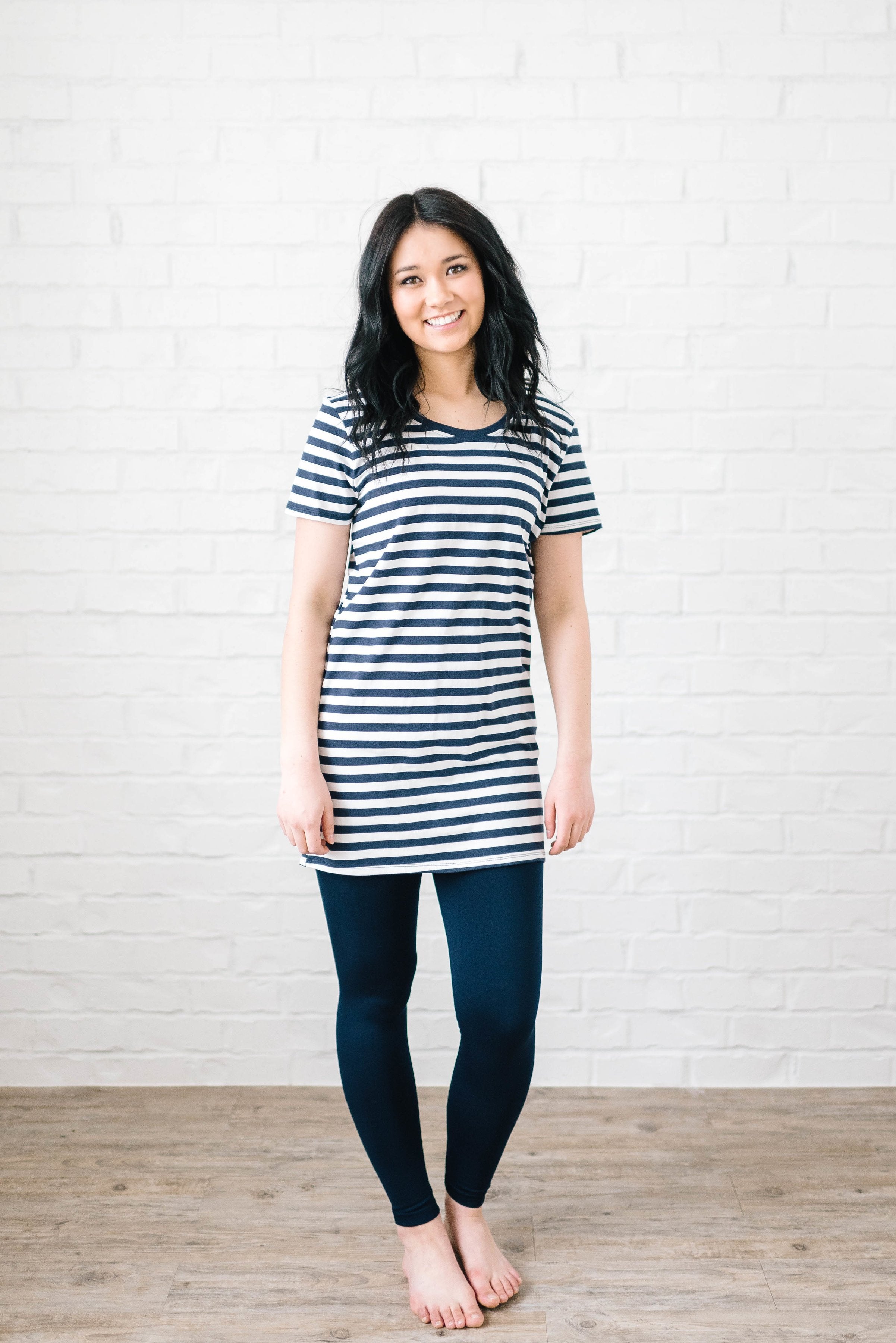 The Stacy Striped Dress in Navy & White