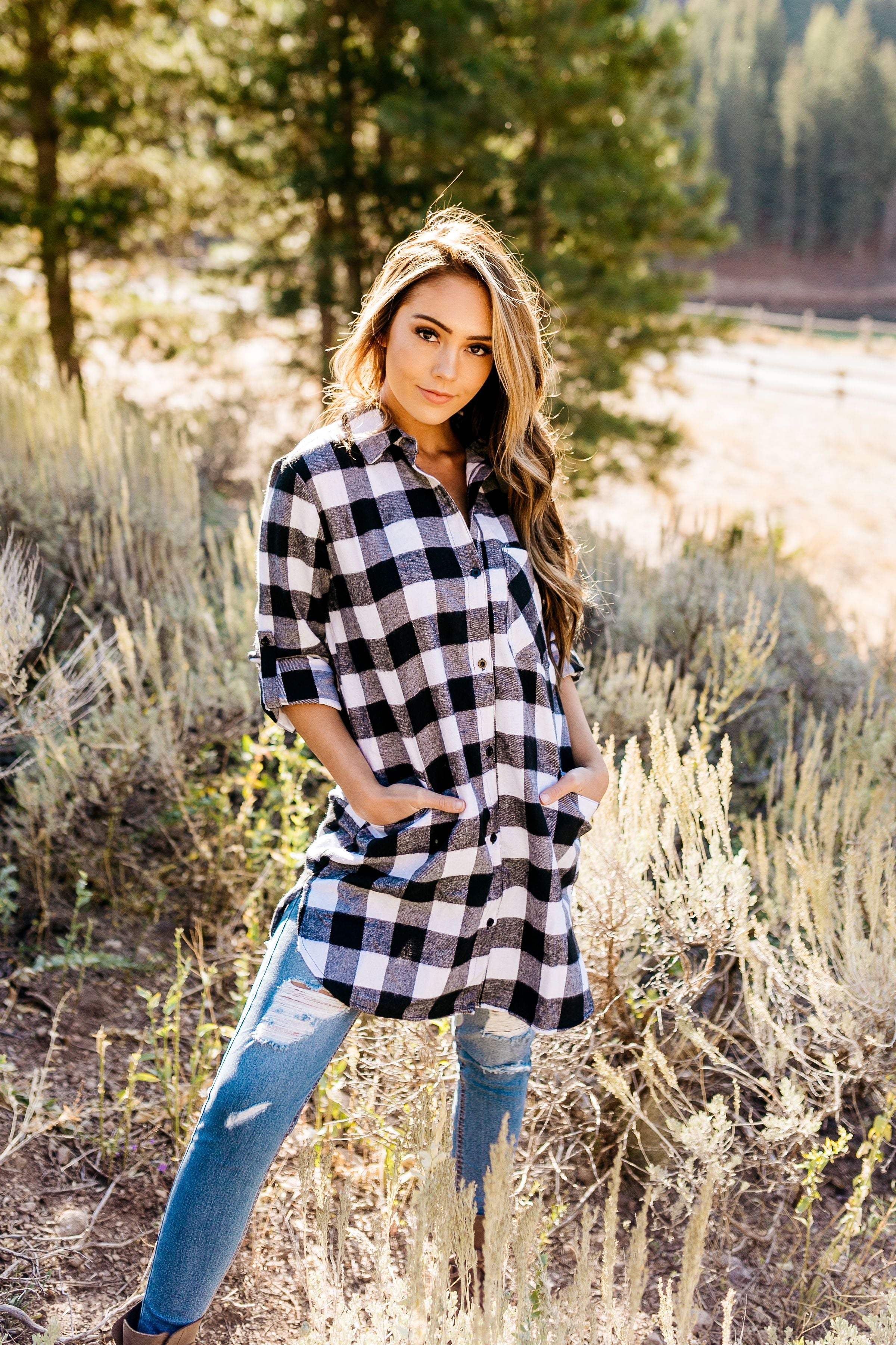 The Tristan Flannel Tunic In Black & White