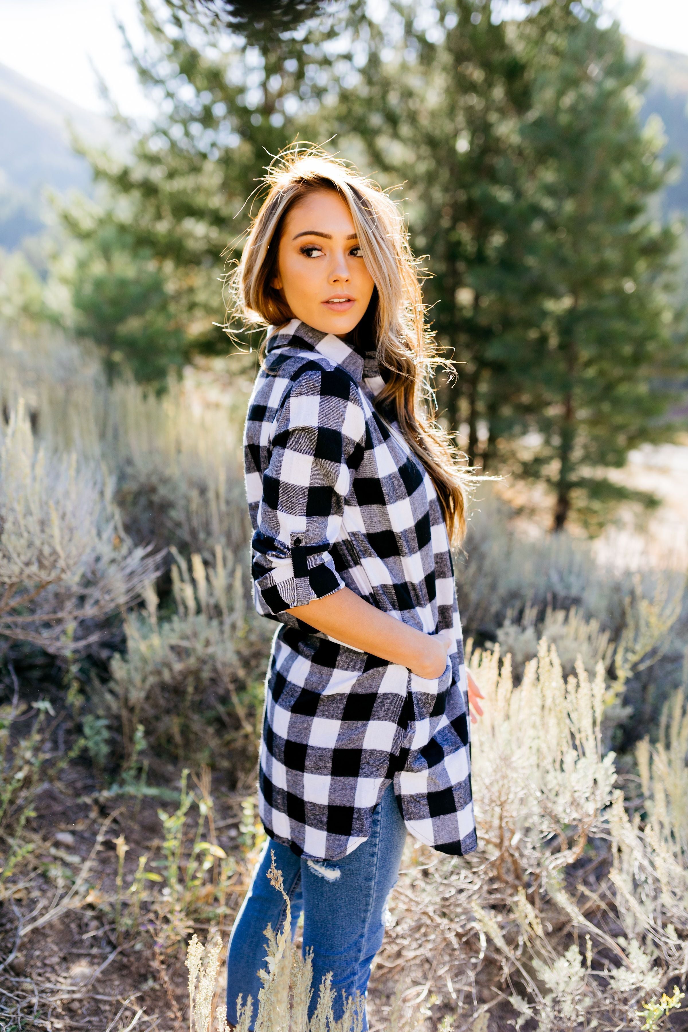 The Tristan Flannel Tunic In Black & White