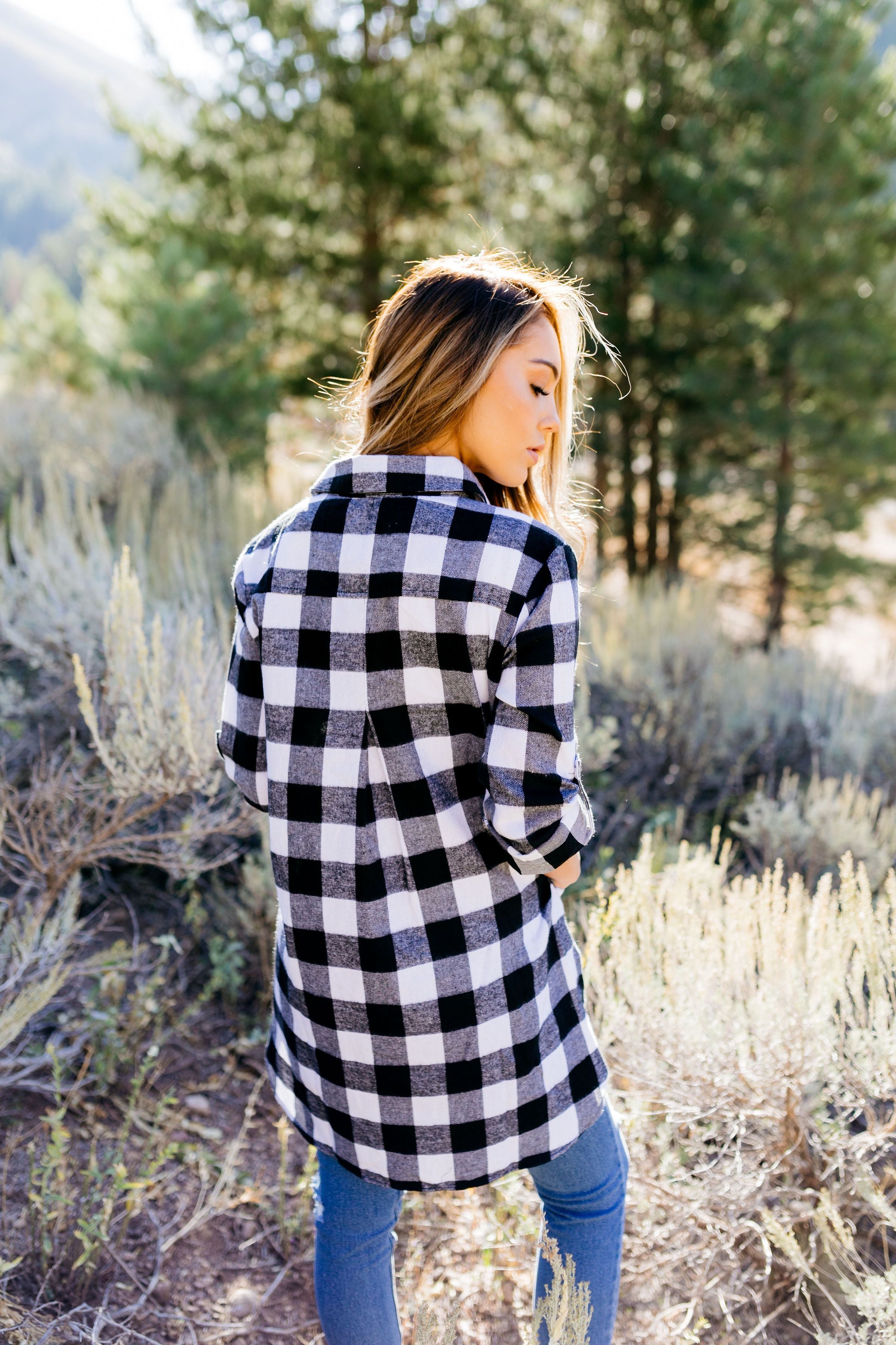 The Tristan Flannel Tunic In Black & White