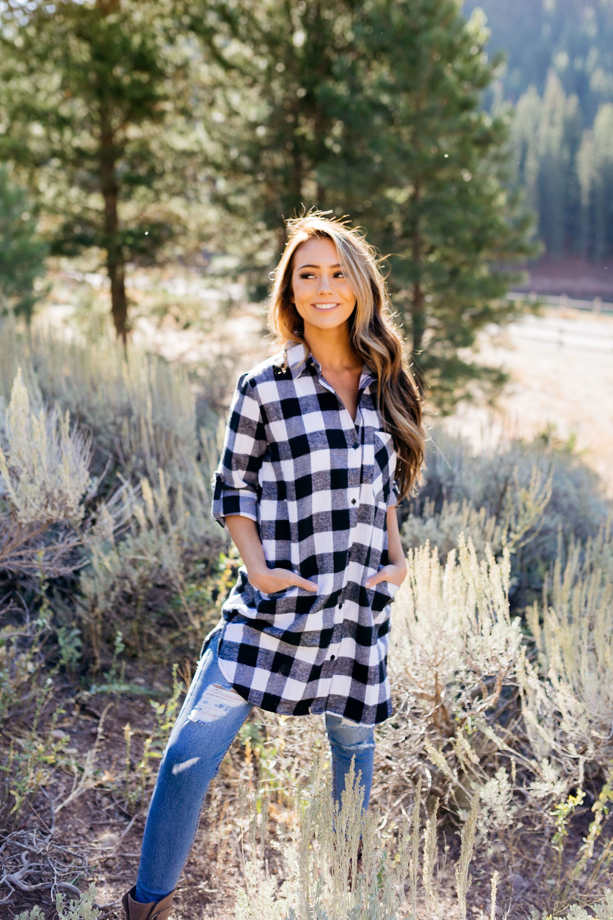 The Tristan Flannel Tunic In Black & White
