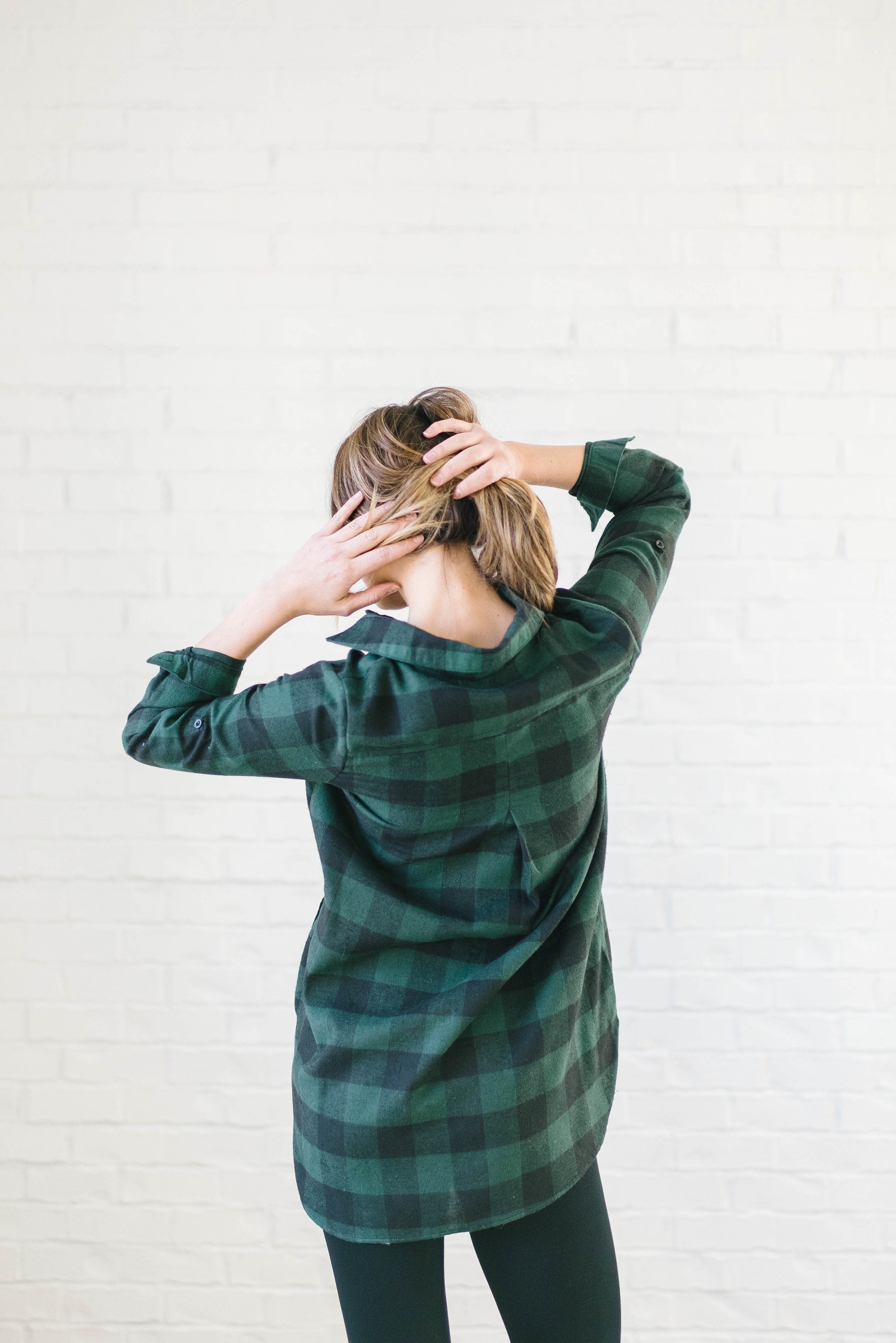 The Tristan Flannel Tunic in Hunter Green & Black