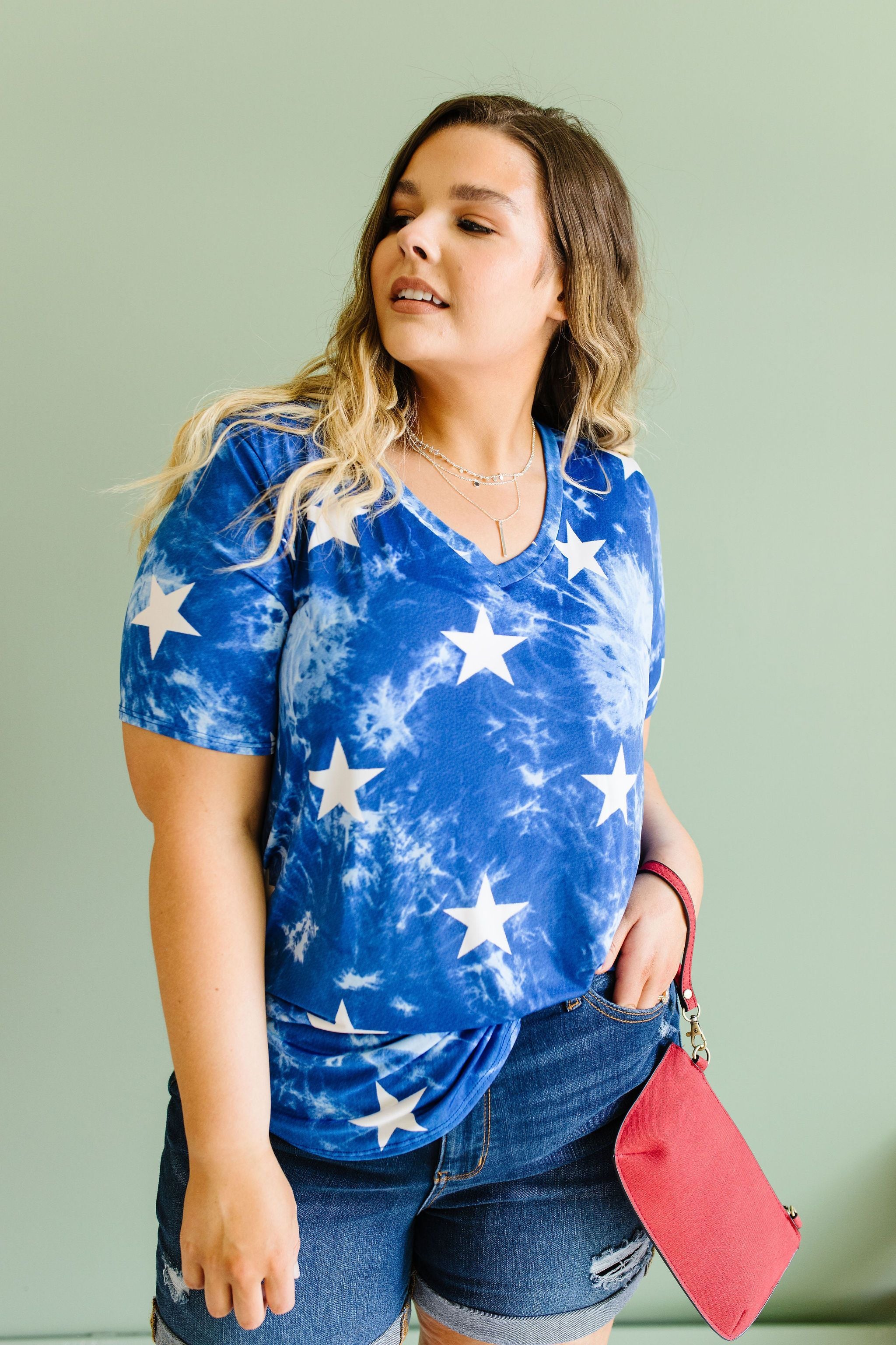 Tie Dye Glory V-neck In Blue