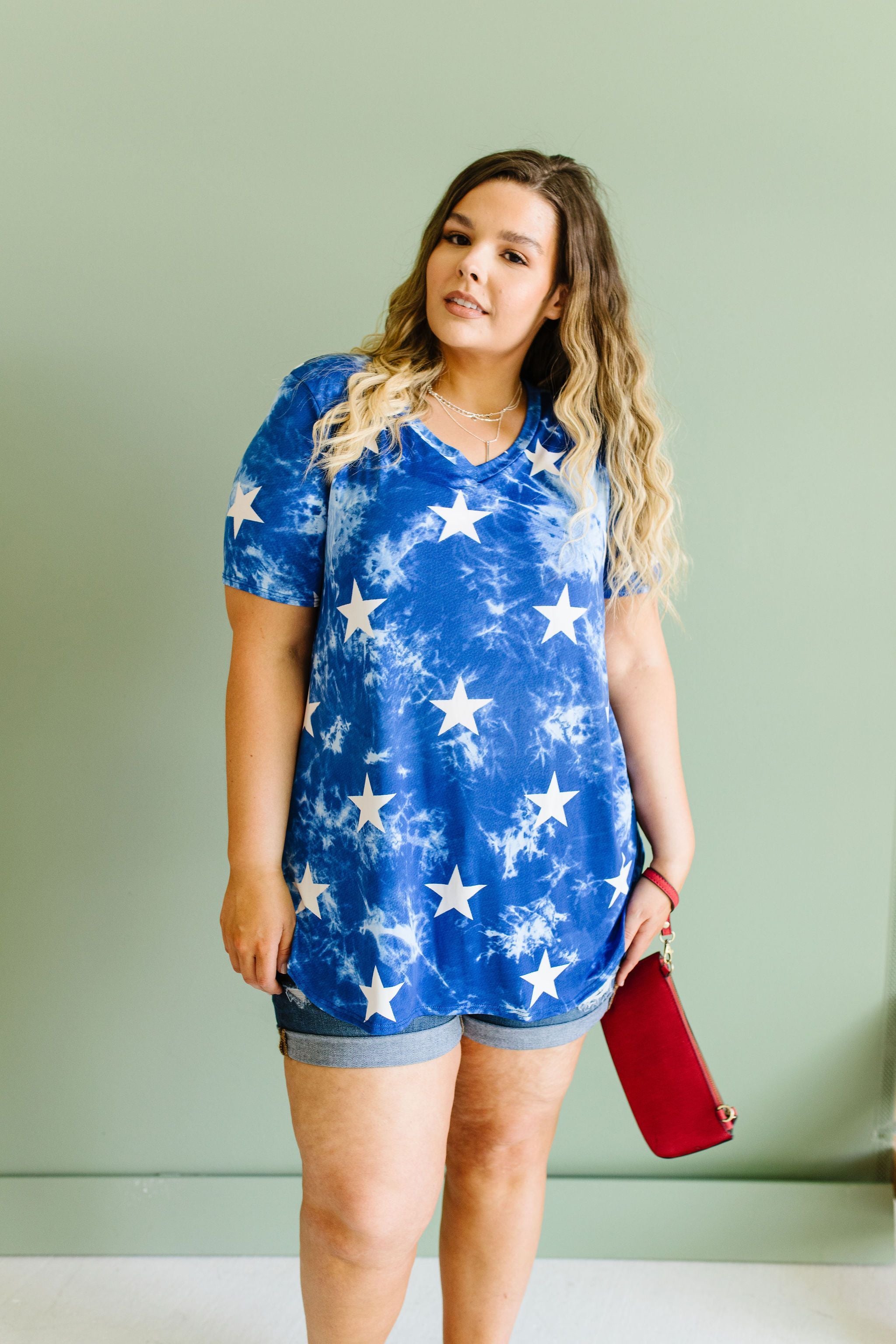 Tie Dye Glory V-neck In Blue