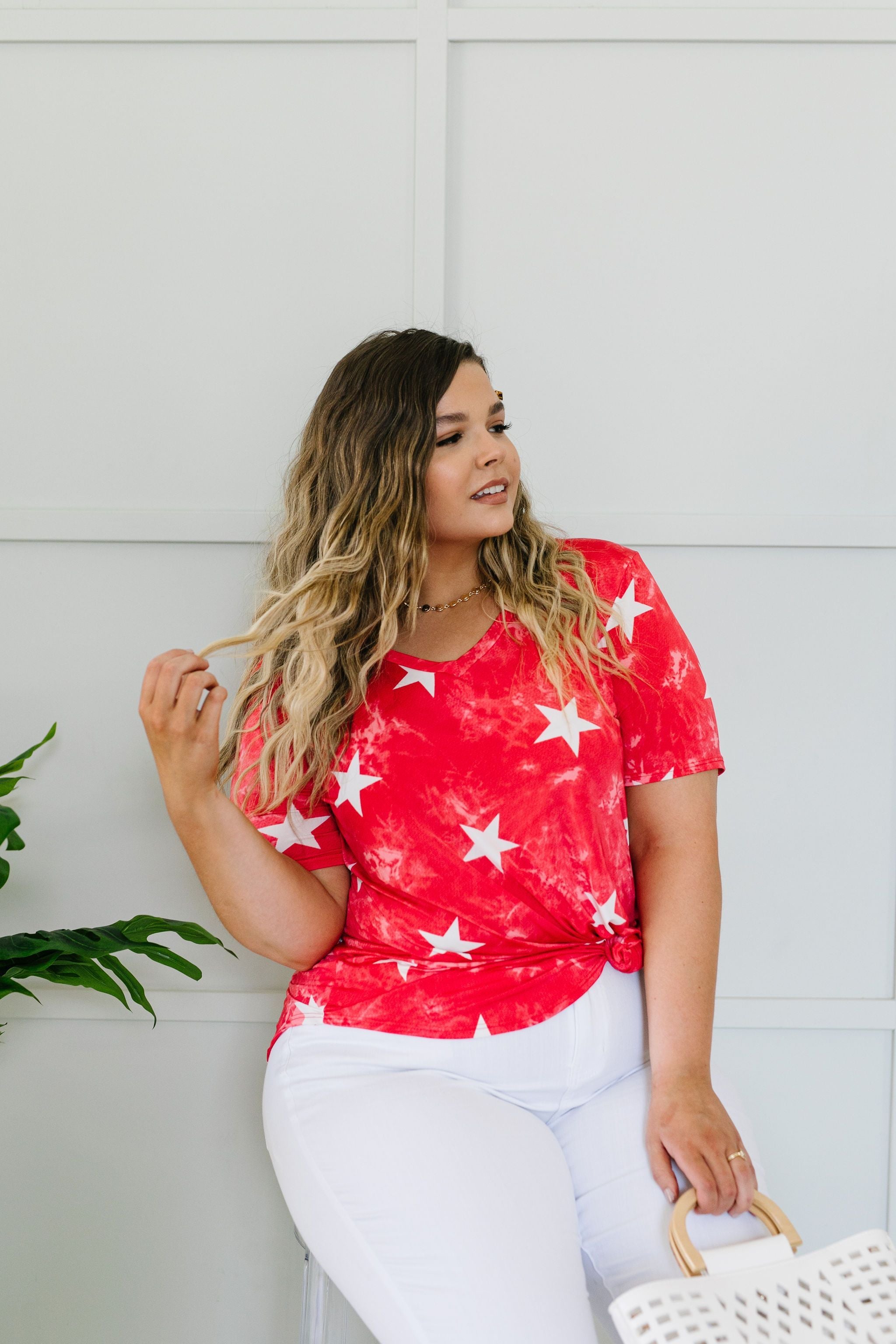 Tie Dye Glory V-neck In Red