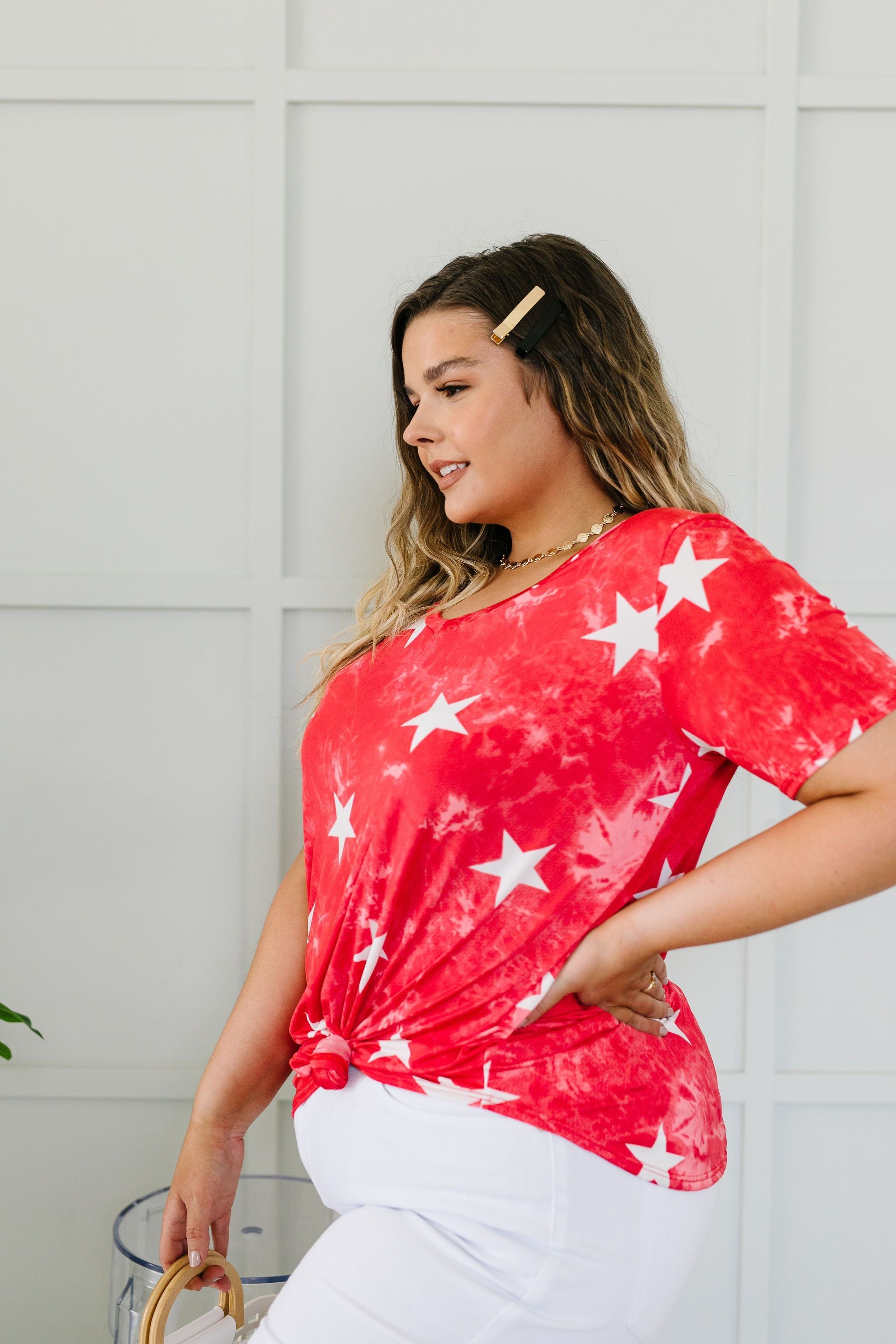 Tie Dye Glory V-neck In Red