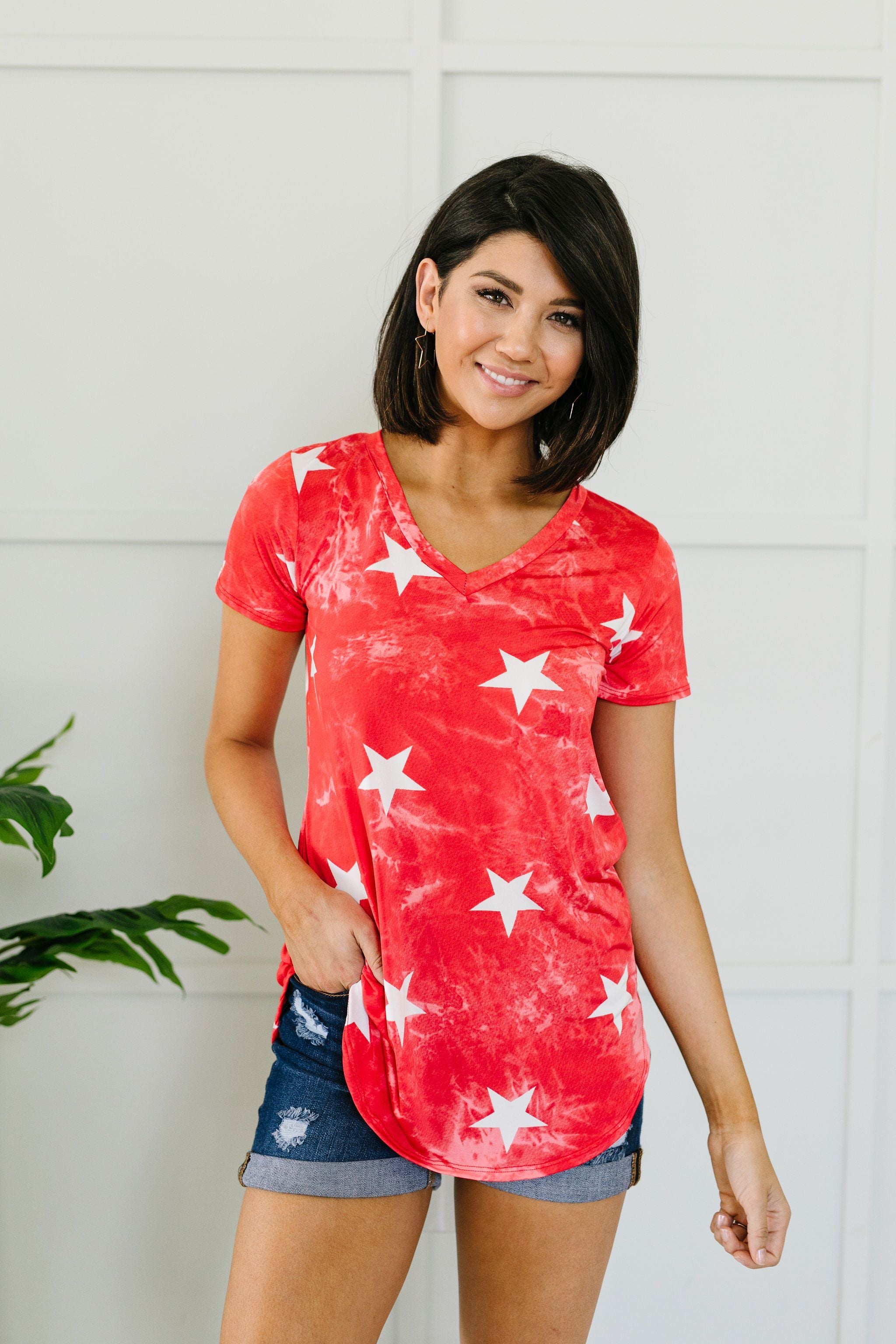 Tie Dye Glory V-neck In Red