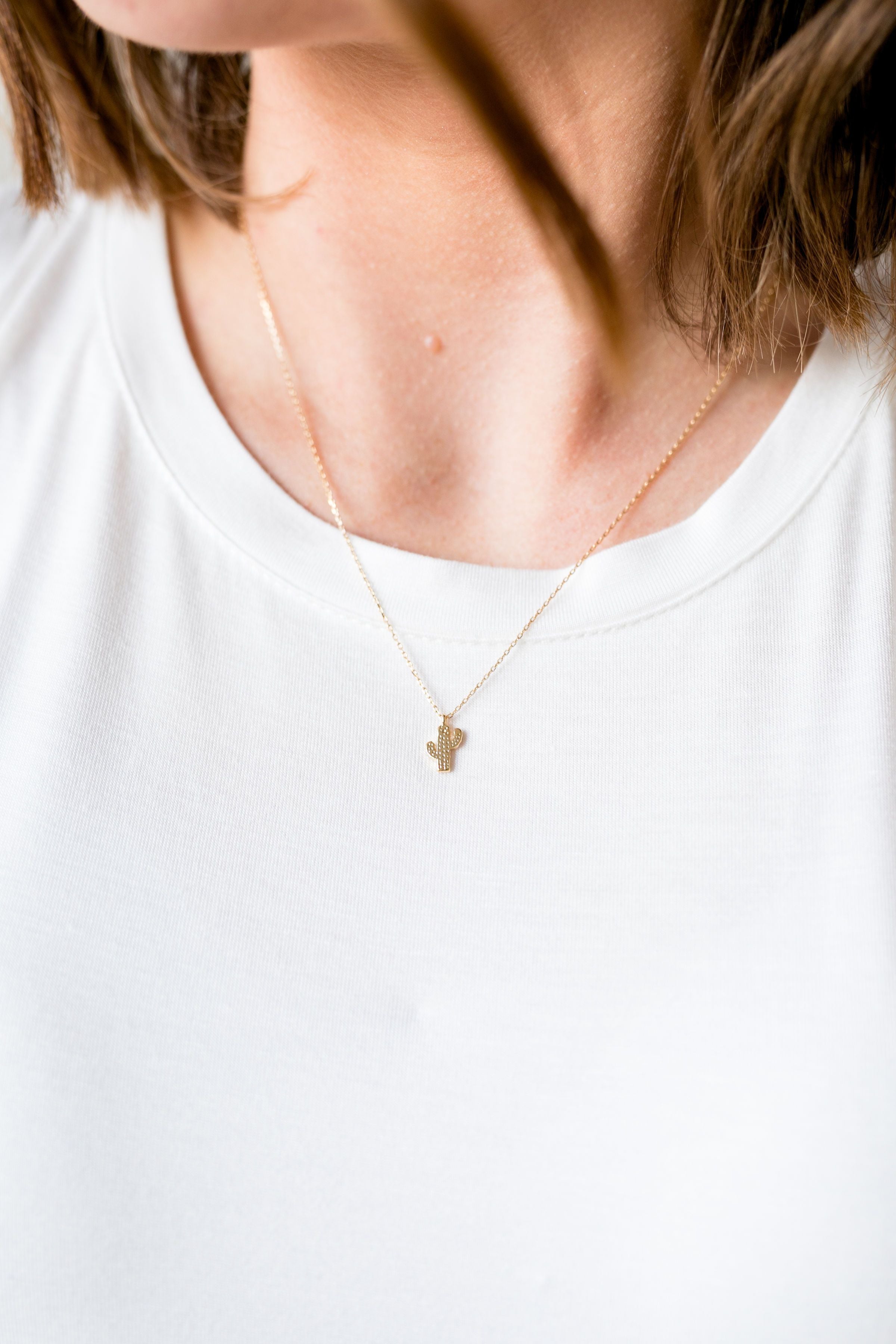 Tiny Cactus Charm Necklace