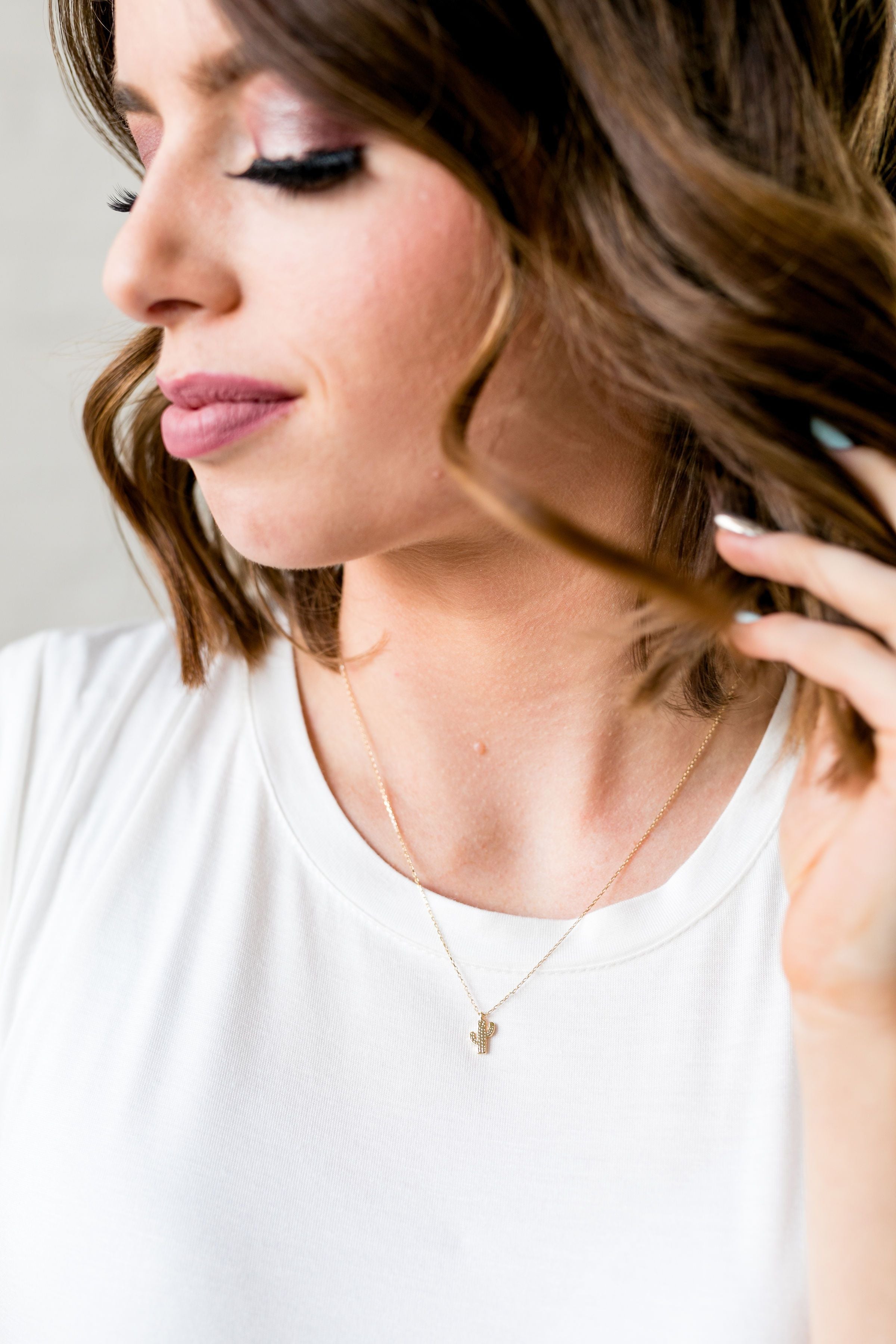 Tiny Cactus Charm Necklace