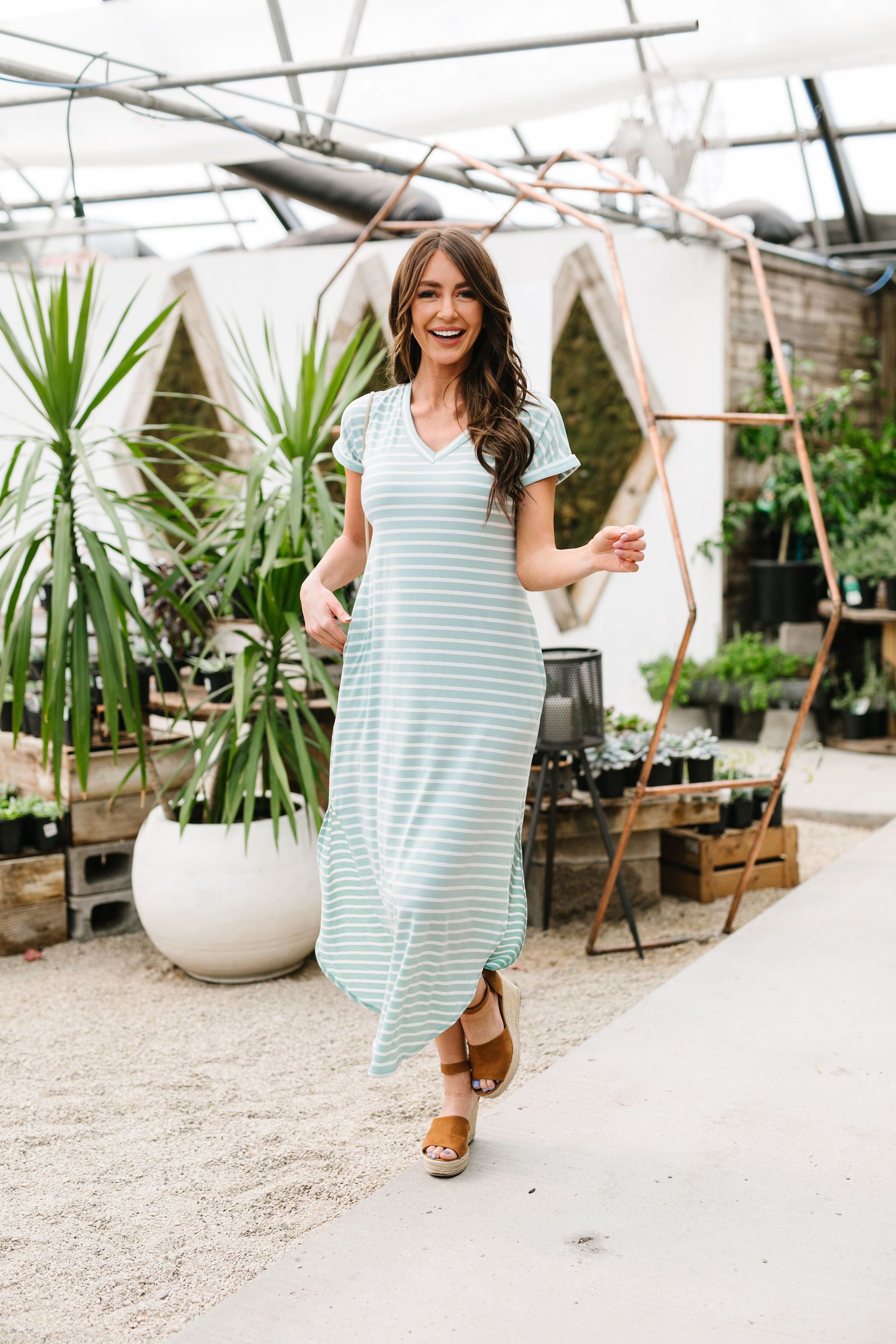 To The Max Striped Maxi In Mint
