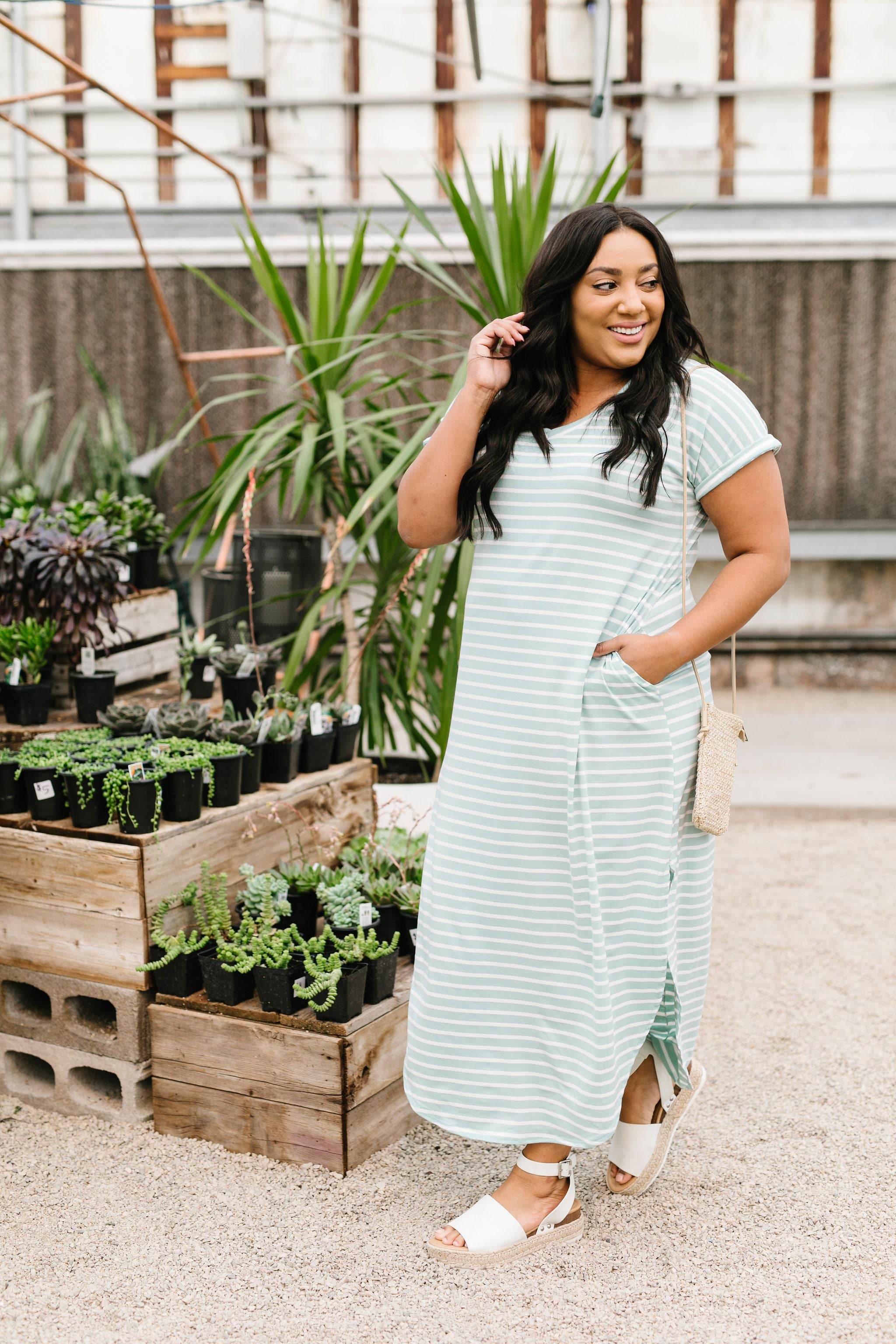 To The Max Striped Maxi In Mint