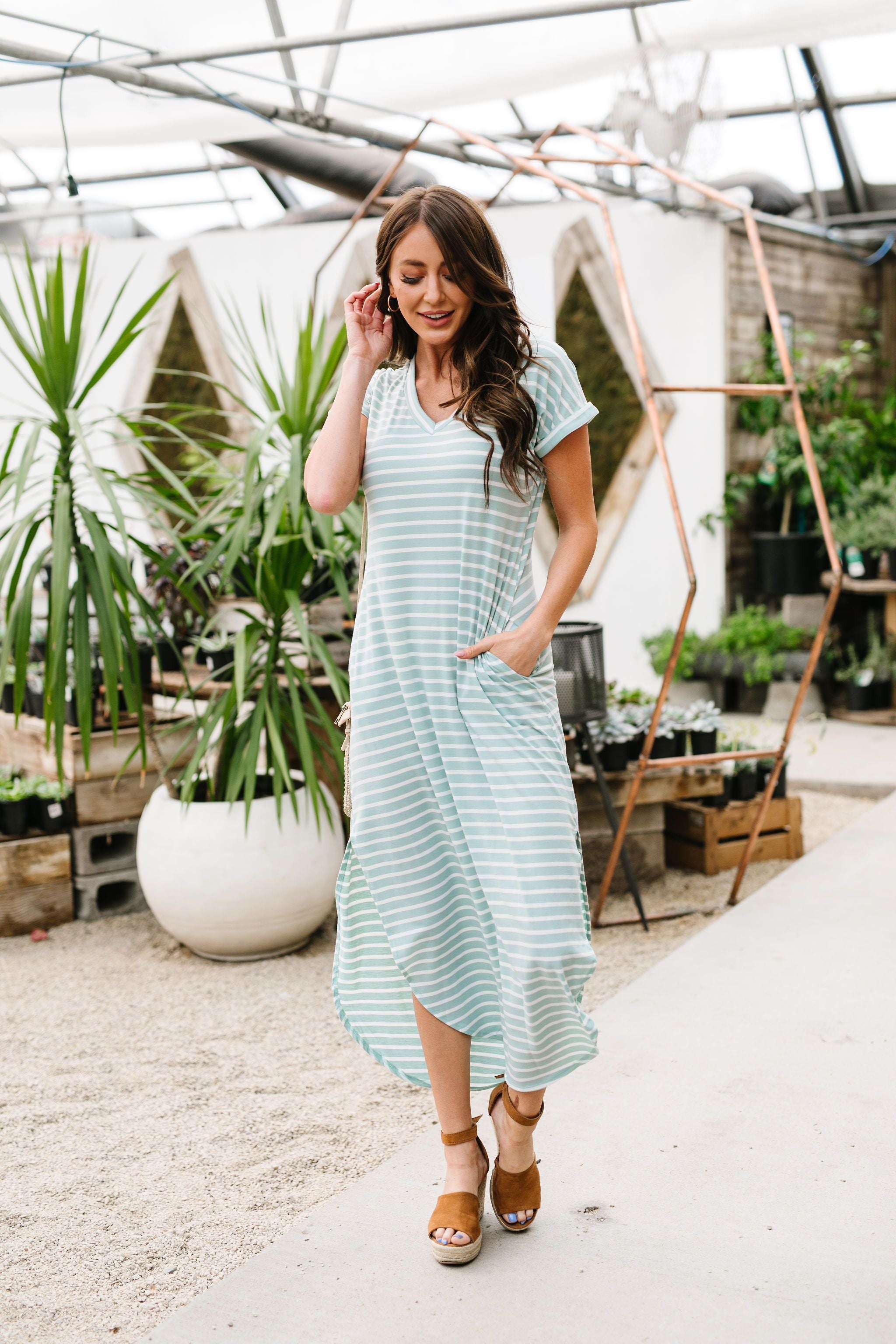 To The Max Striped Maxi In Mint