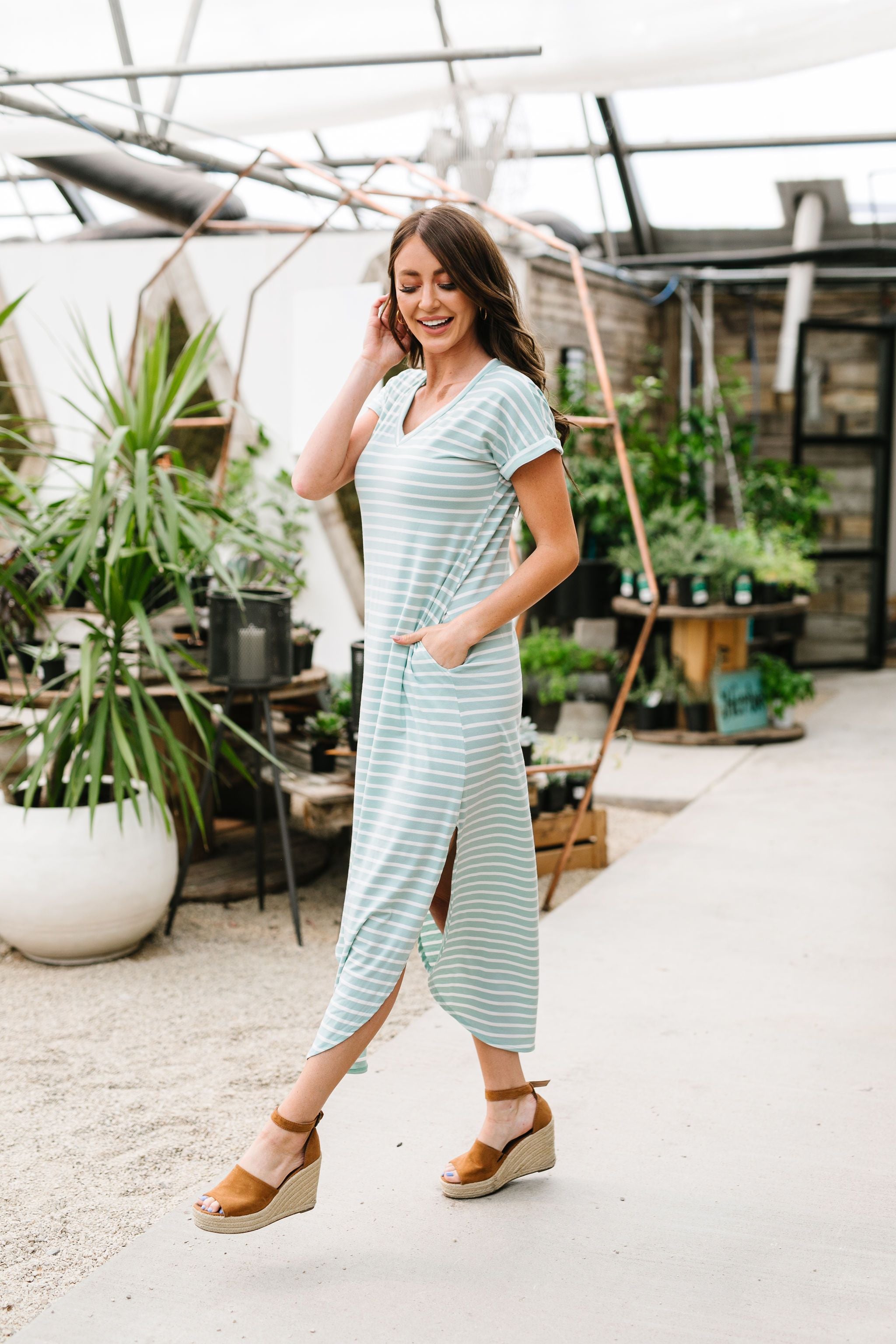 To The Max Striped Maxi In Mint