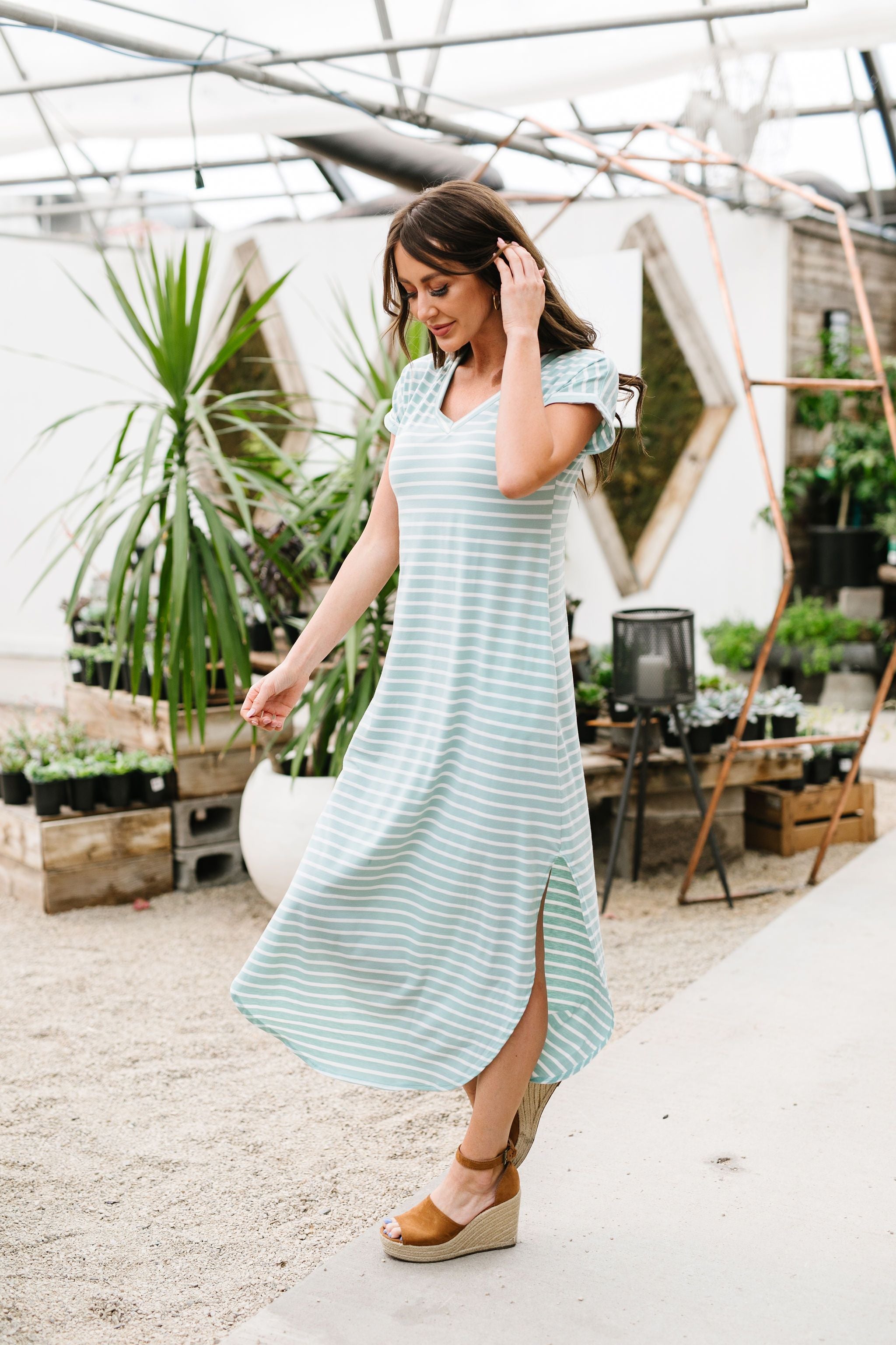 To The Max Striped Maxi In Mint