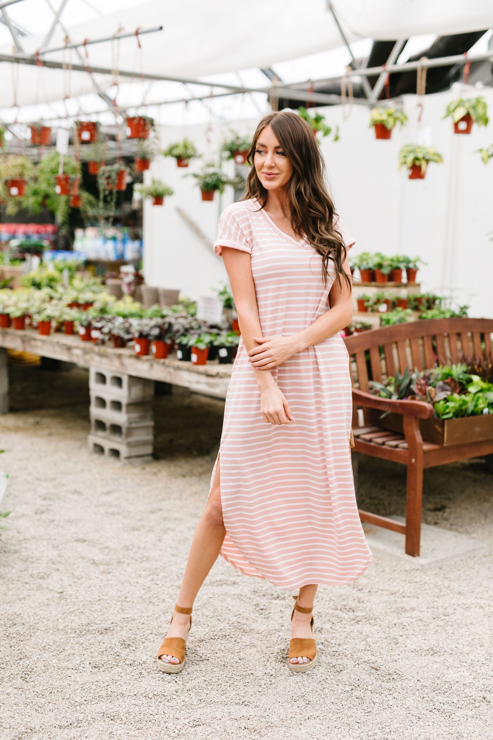 To The Max Striped Maxi In Blush