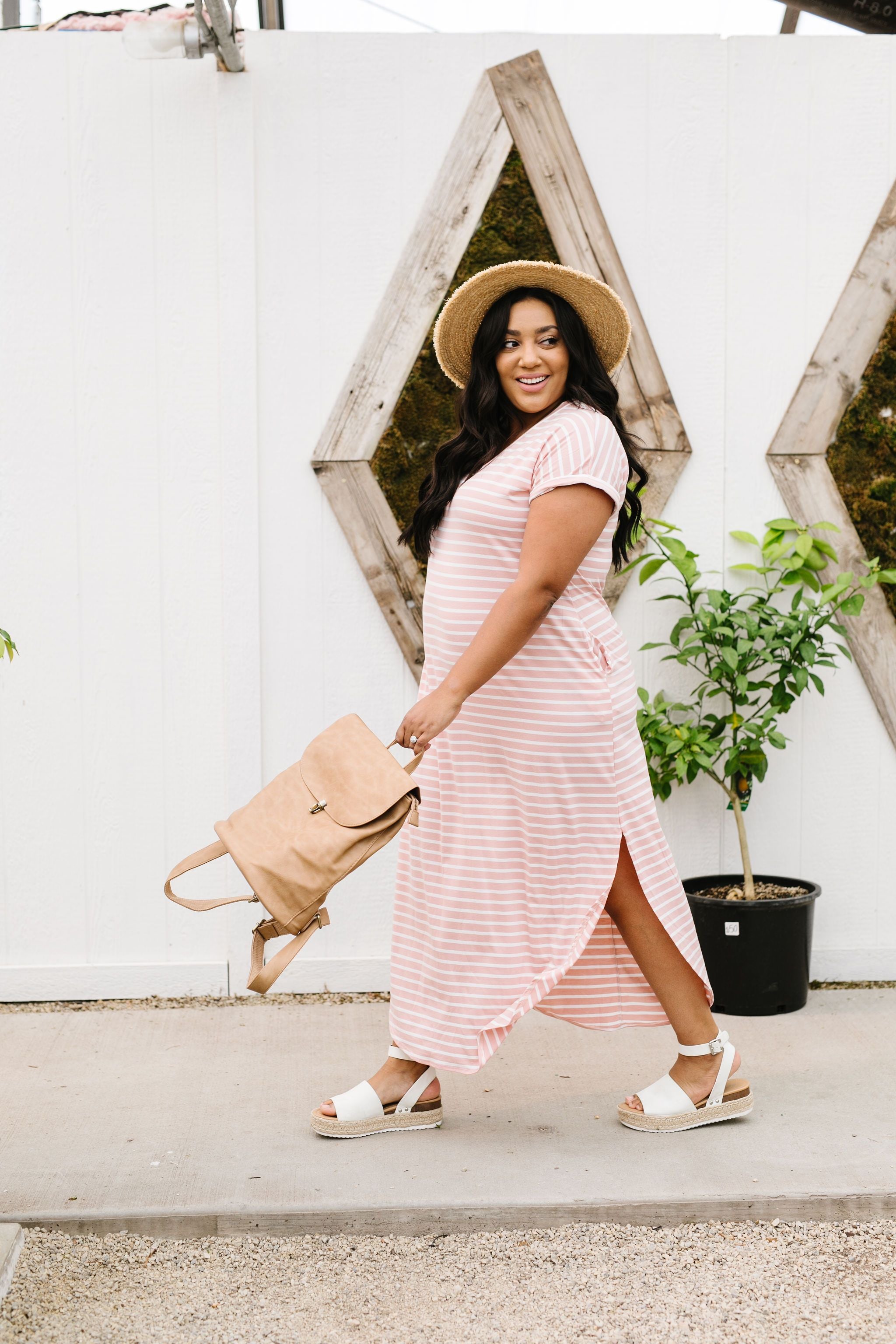 To The Max Striped Maxi In Blush