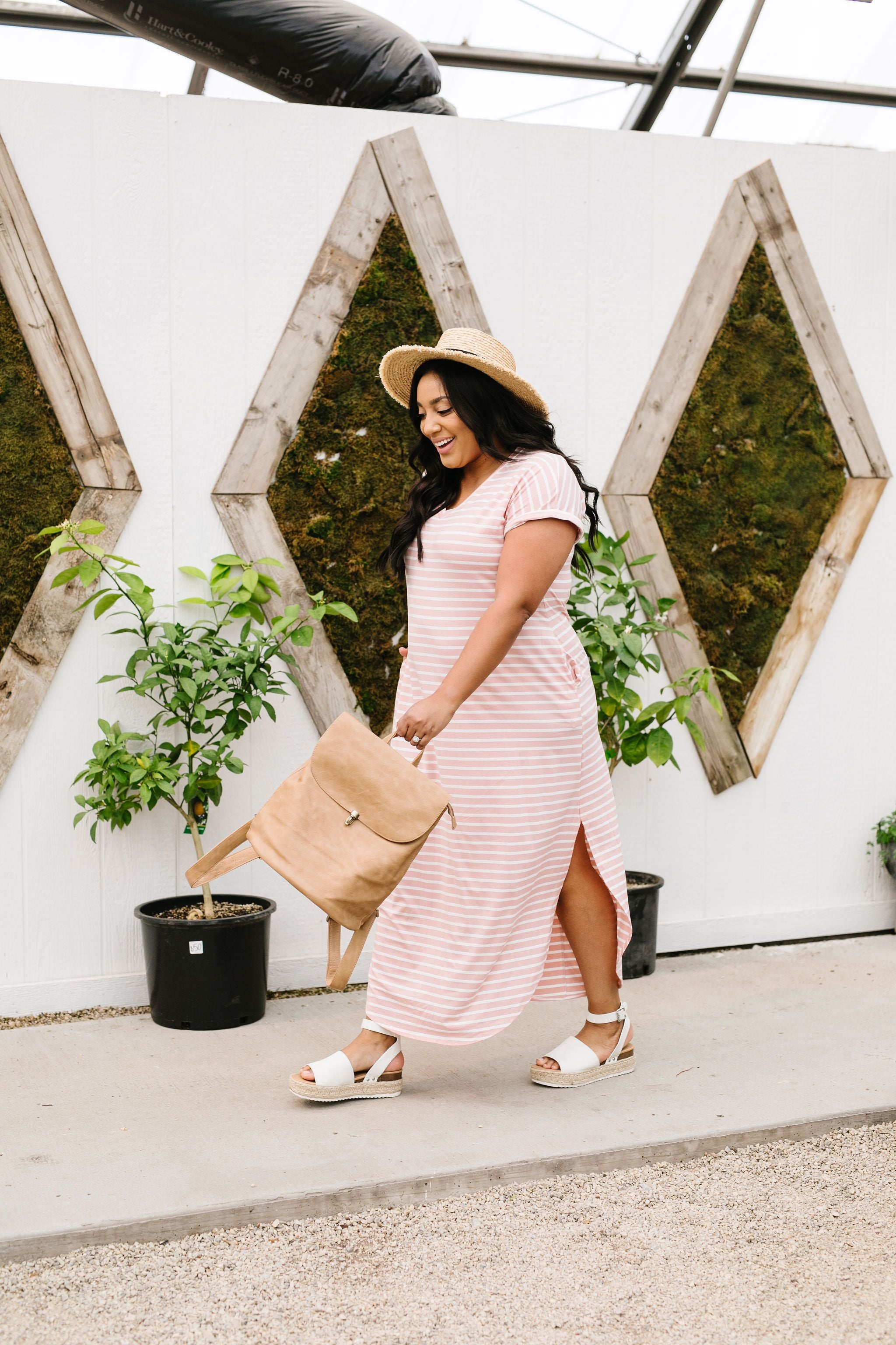 To The Max Striped Maxi In Blush