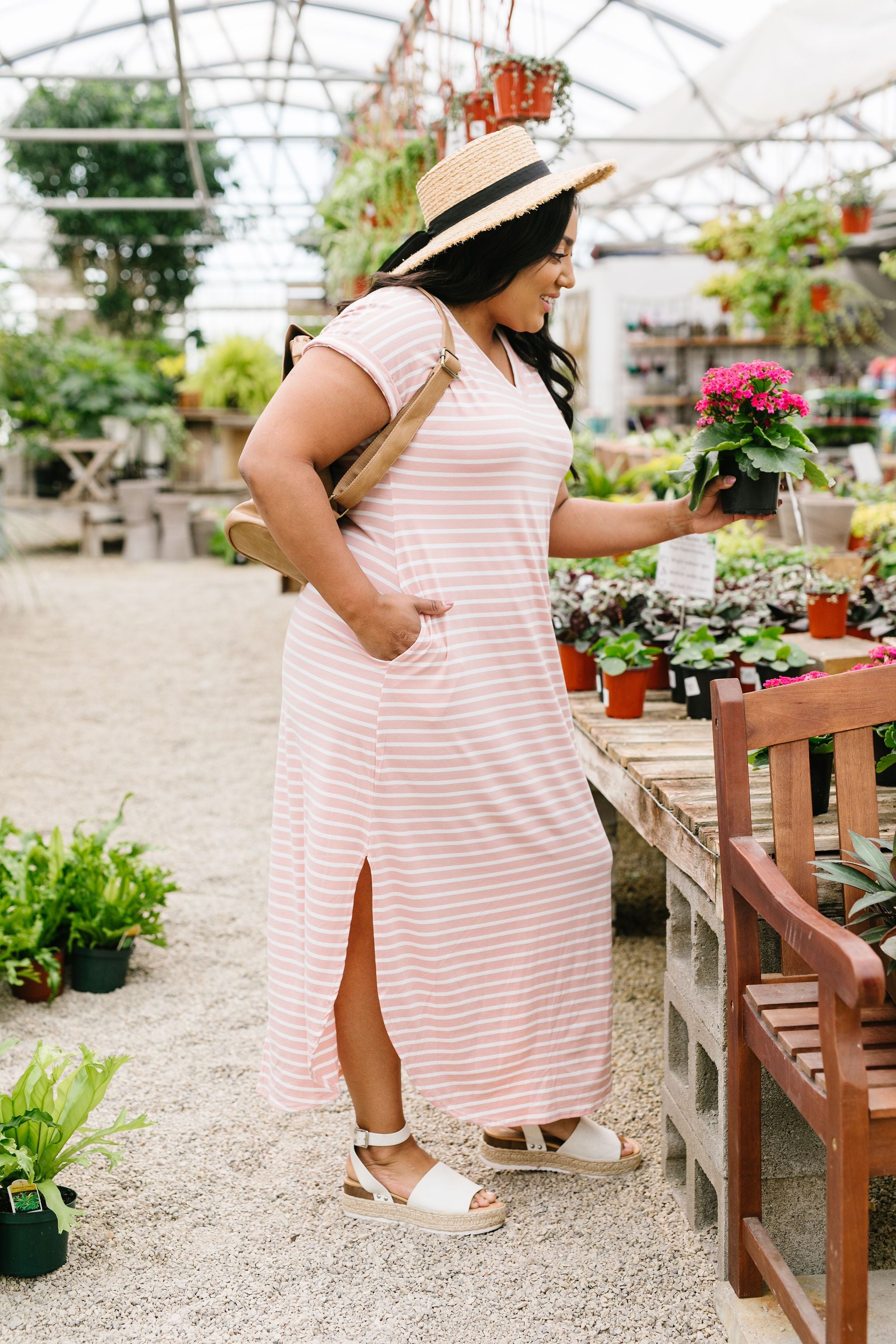 To The Max Striped Maxi In Blush