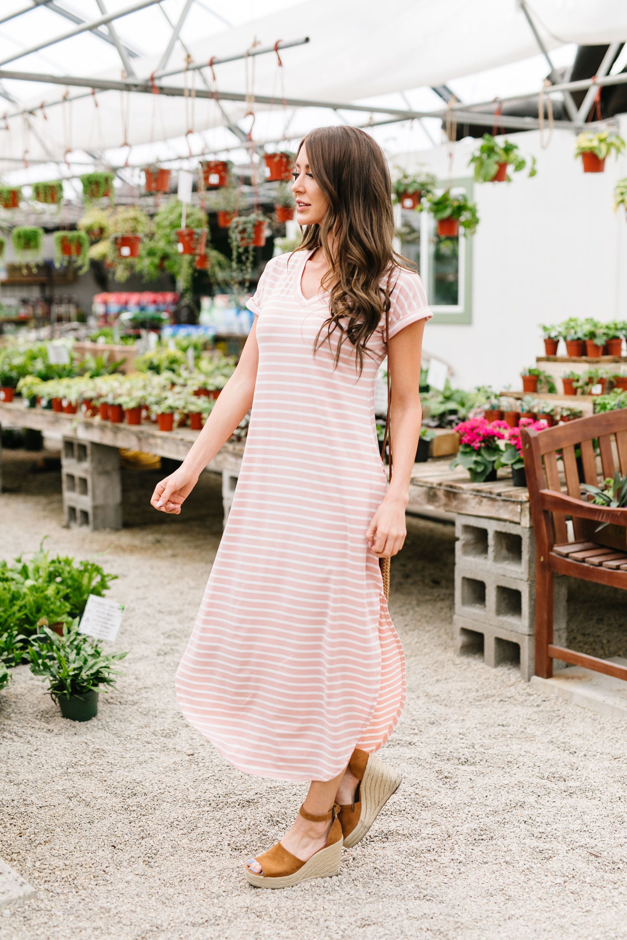 To The Max Striped Maxi In Blush
