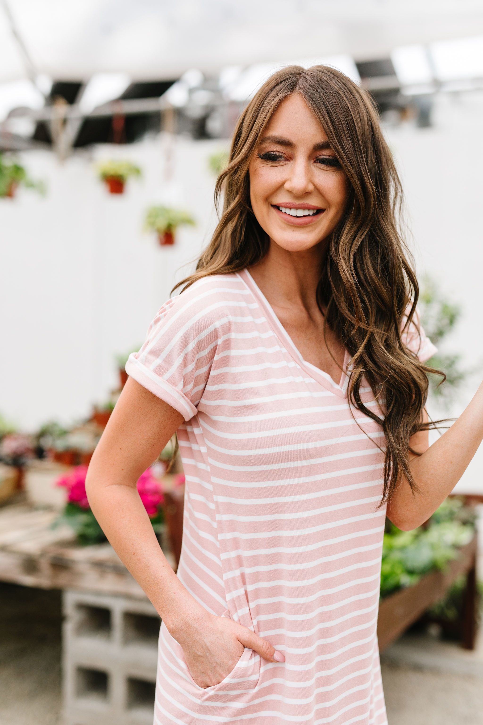 To The Max Striped Maxi In Blush