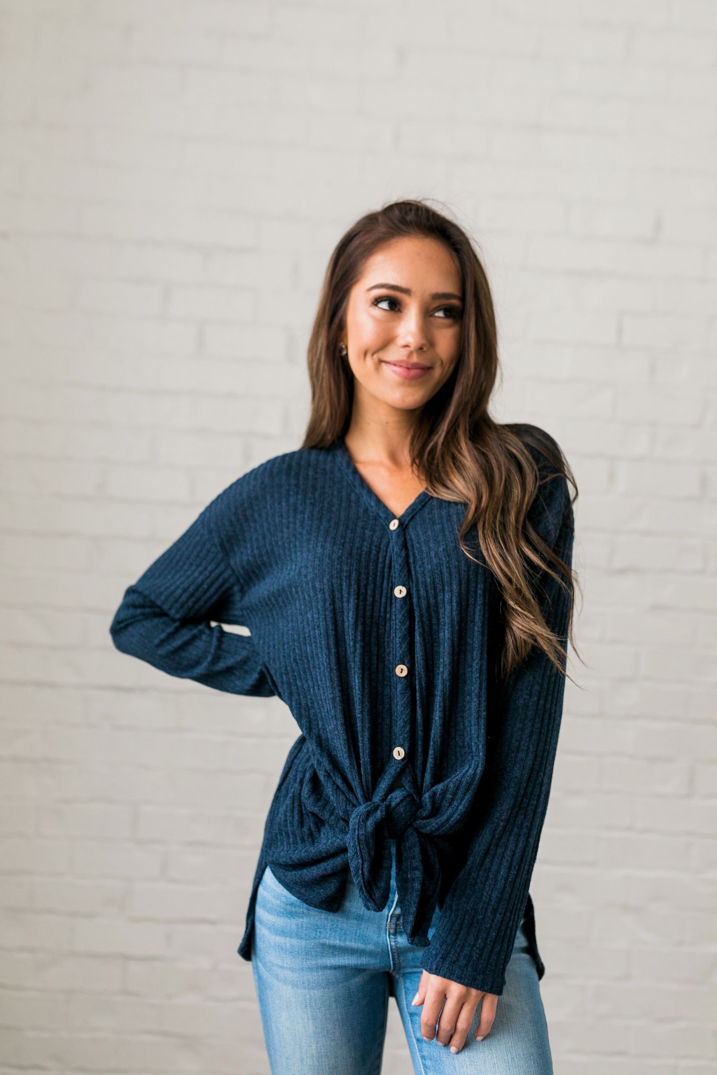 To Tie Or Not To Tie Ribbed Top - ALL SALES FINAL