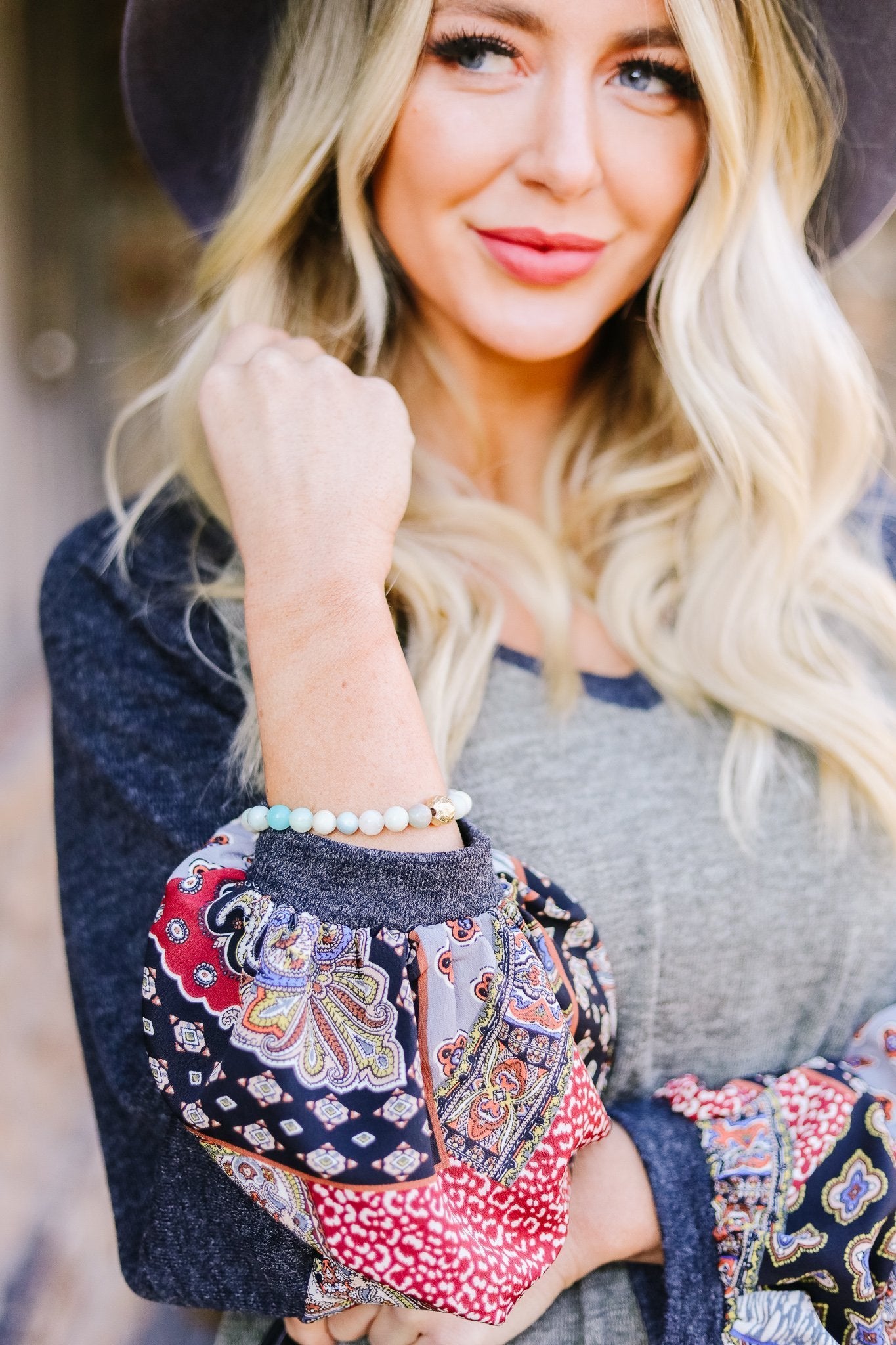 Touch Of Gold Stone Bracelet In Amazonite