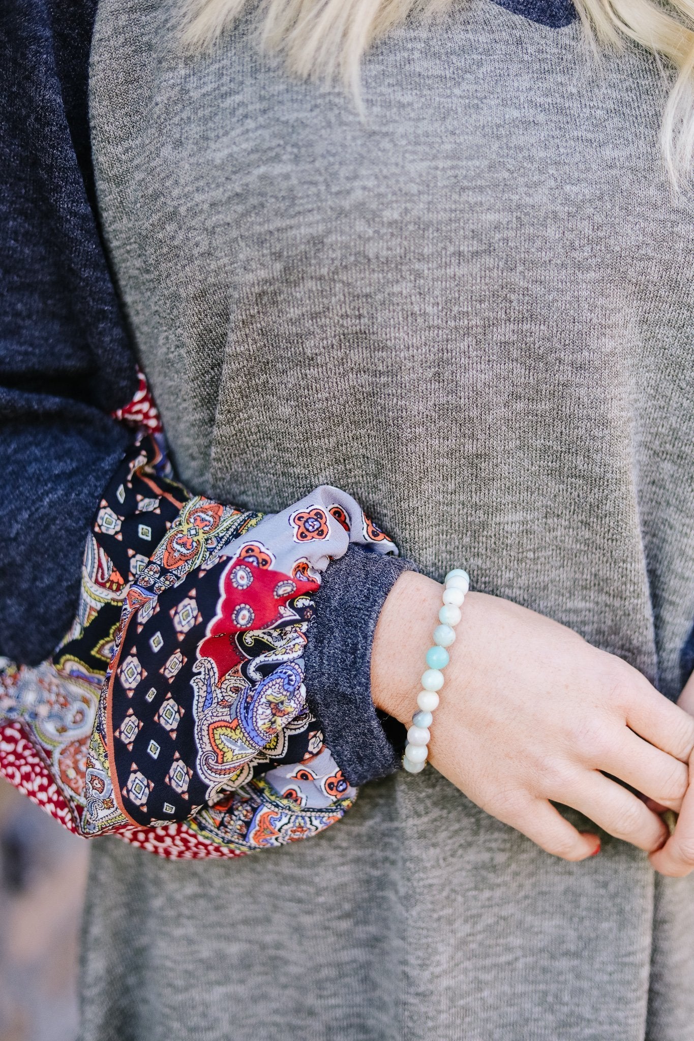 Touch Of Gold Stone Bracelet In Amazonite