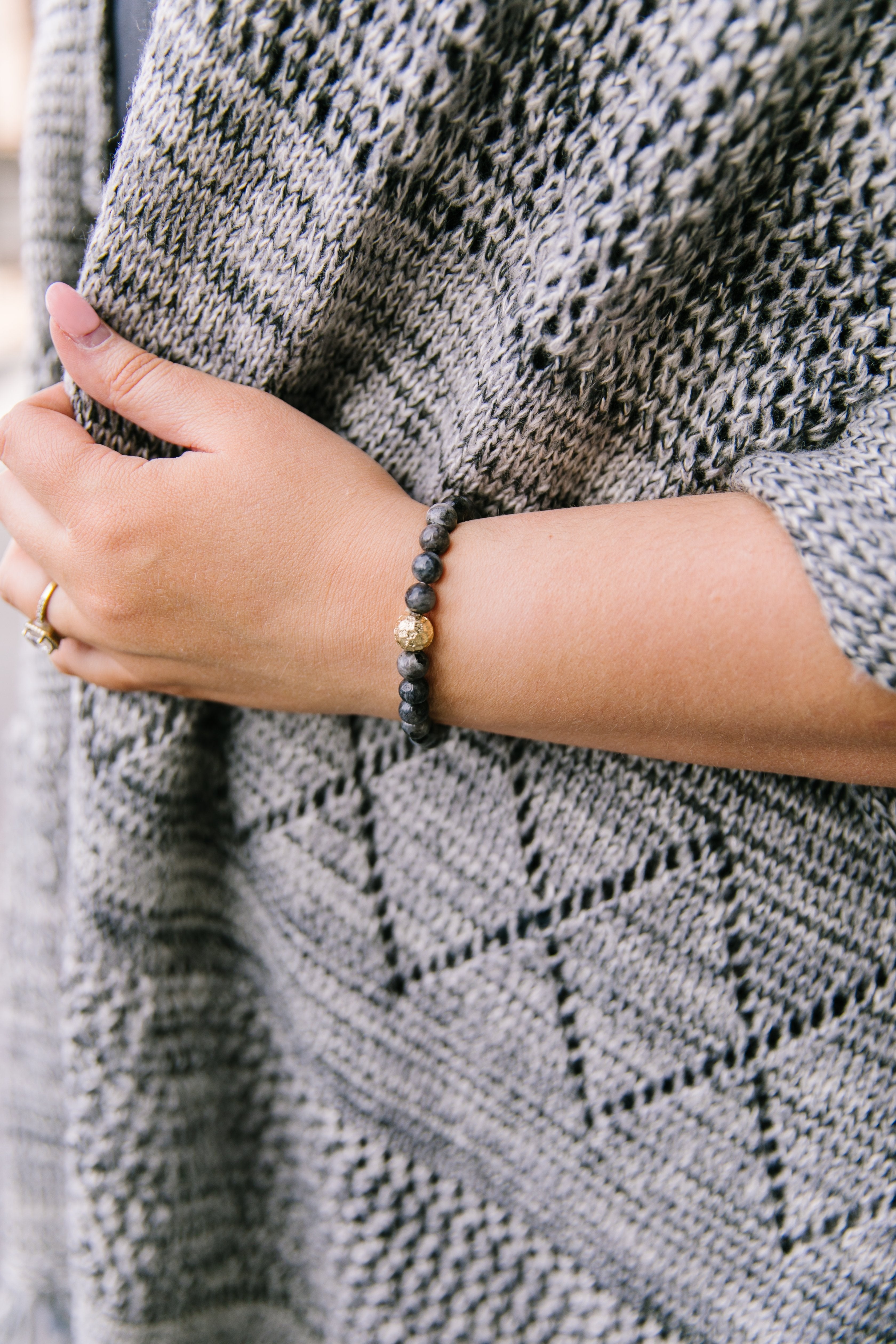 Touch Of Gold Stone Bracelet In Gray Granite