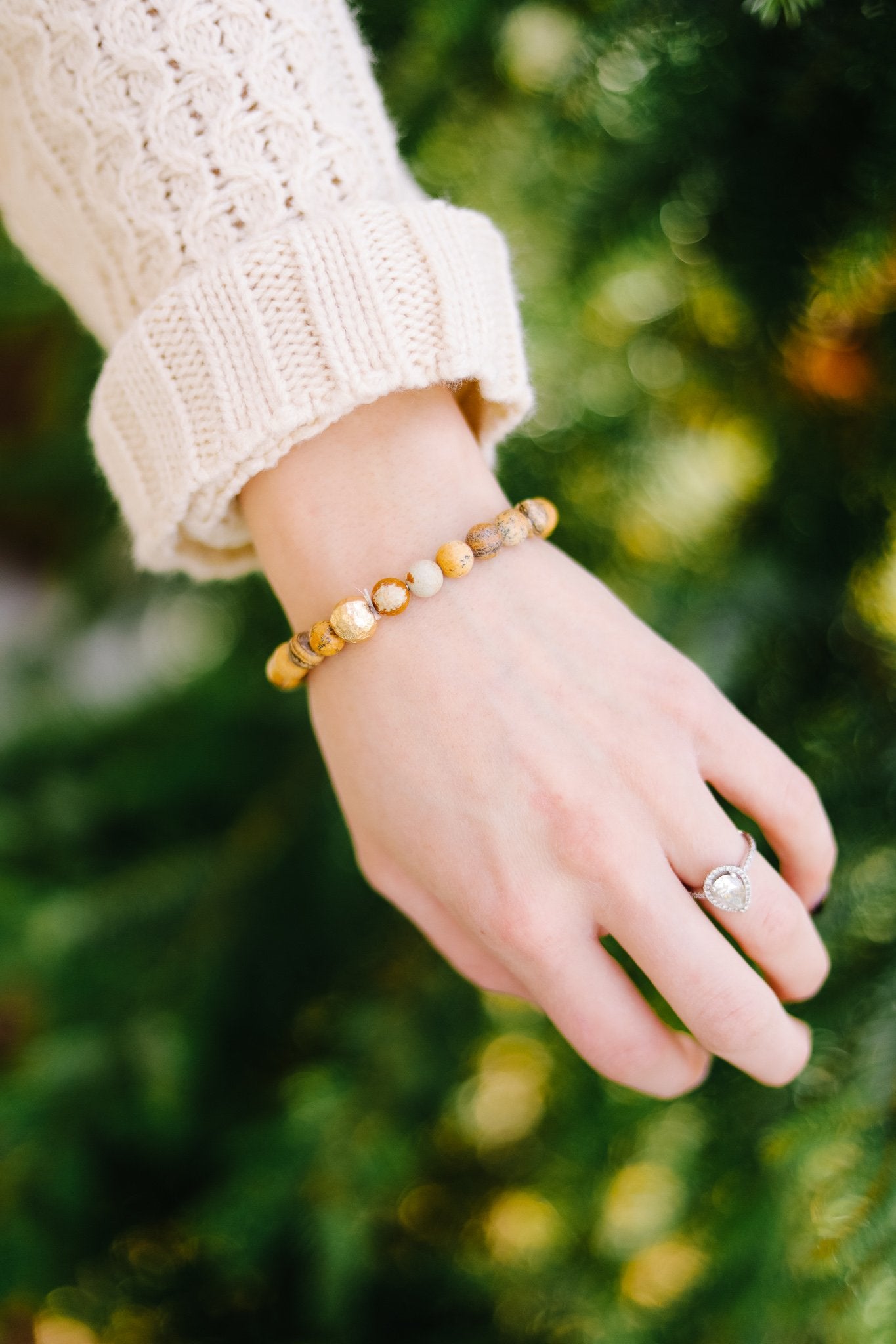 Touch Of Gold Stone Bracelet In Natural Jasper