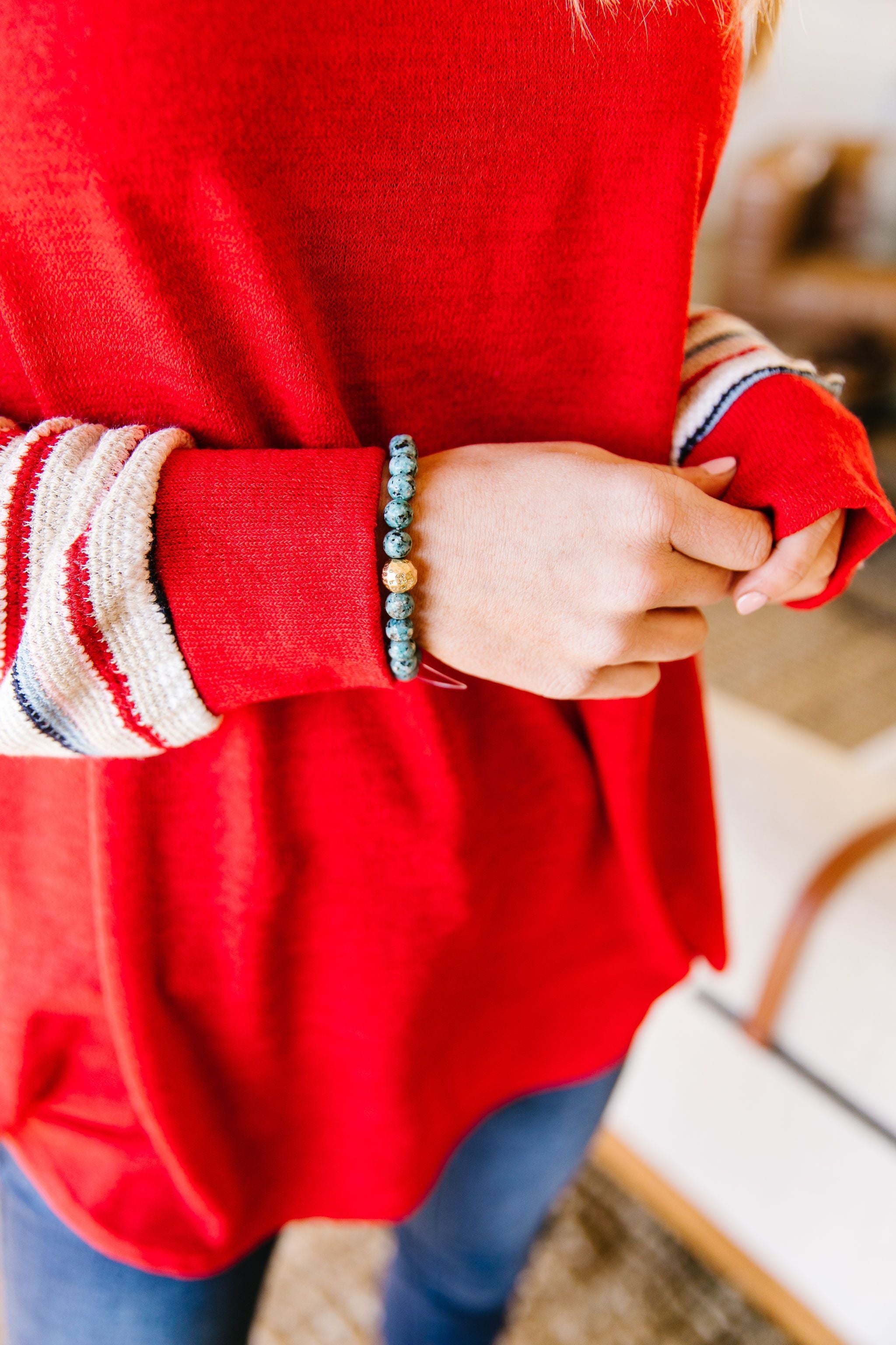 Touch Of Gold Stone Bracelet In Turquoise