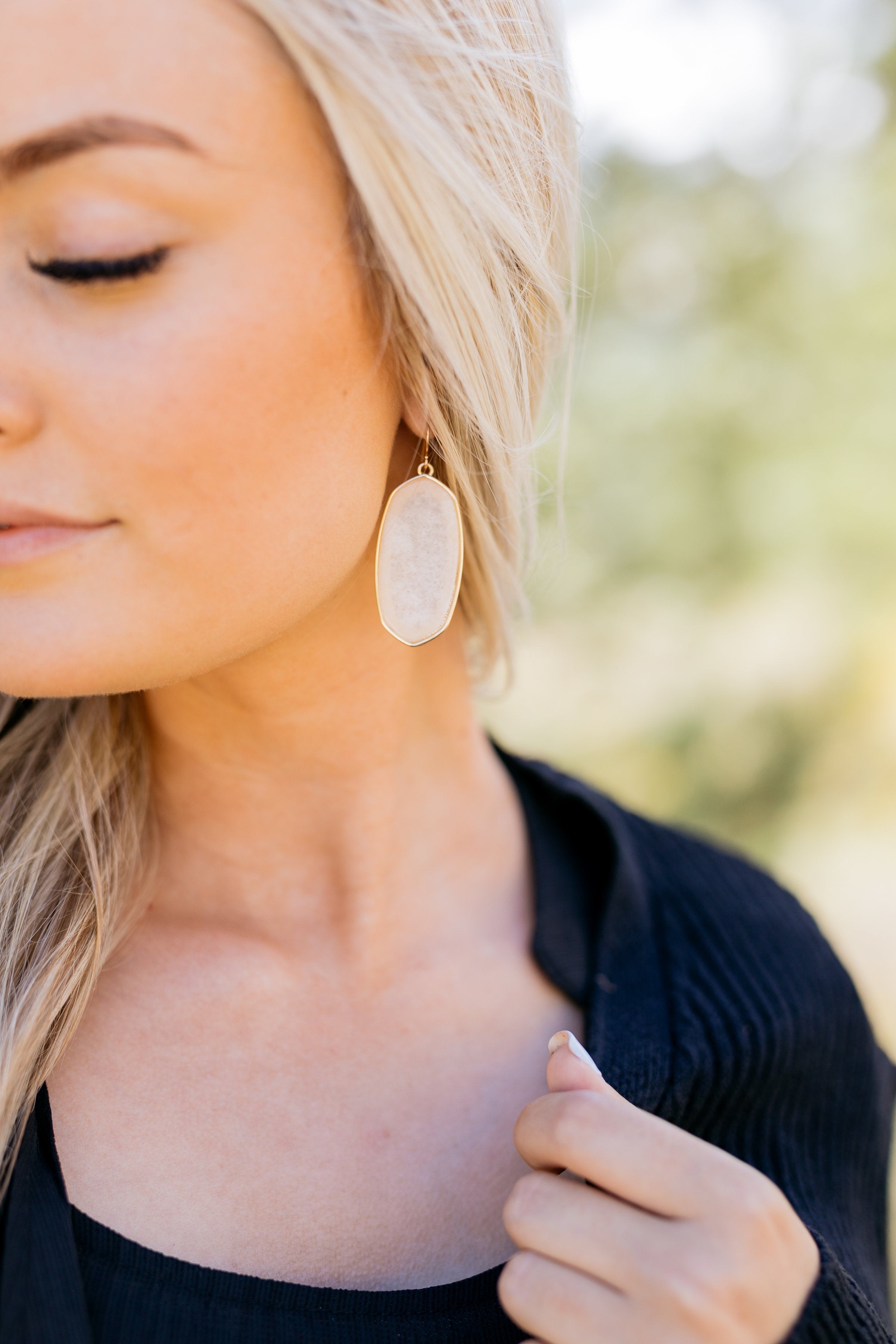 Translucent Stone Earrings In Nordic Ice