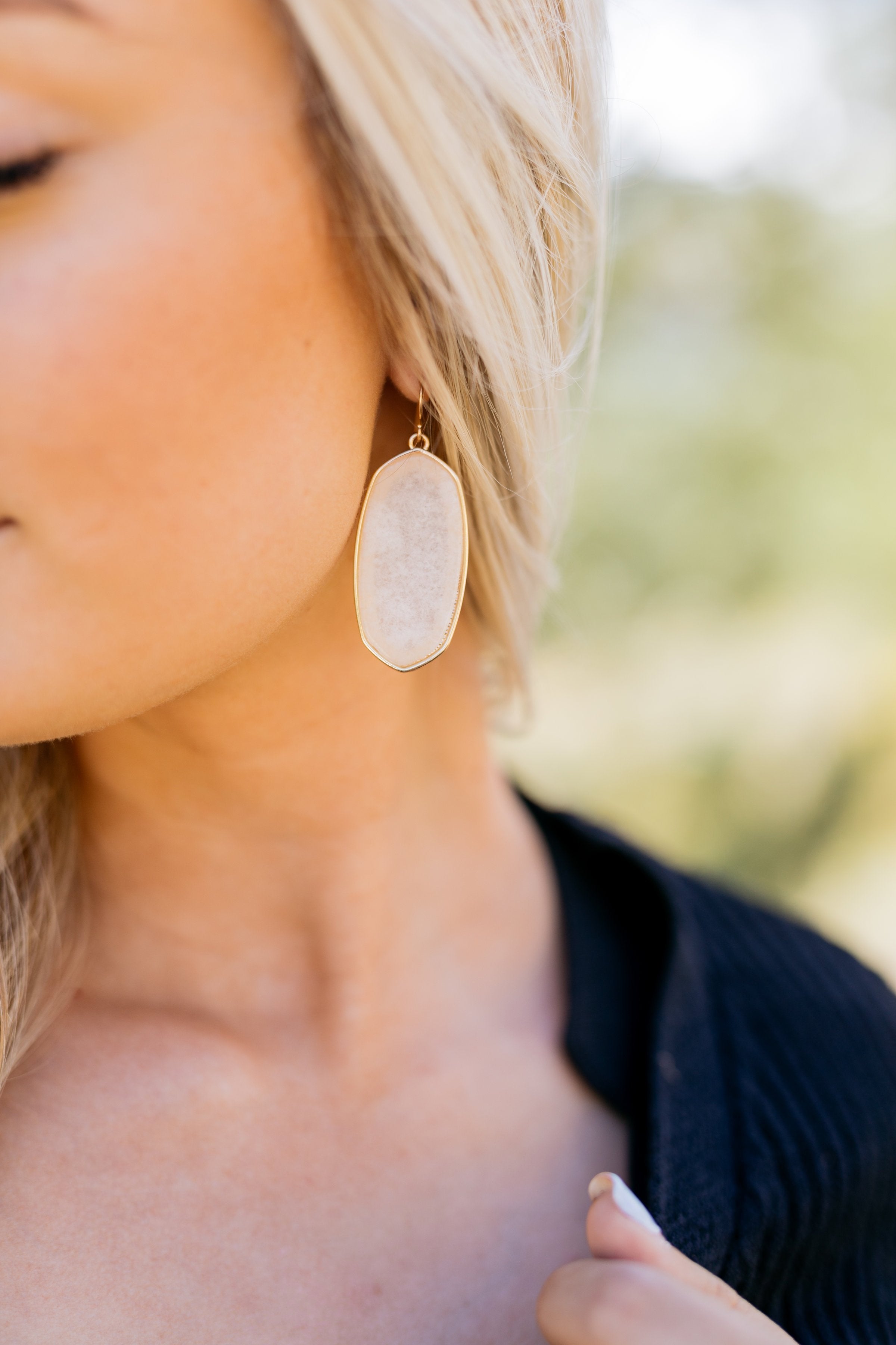Translucent Stone Earrings In Nordic Ice