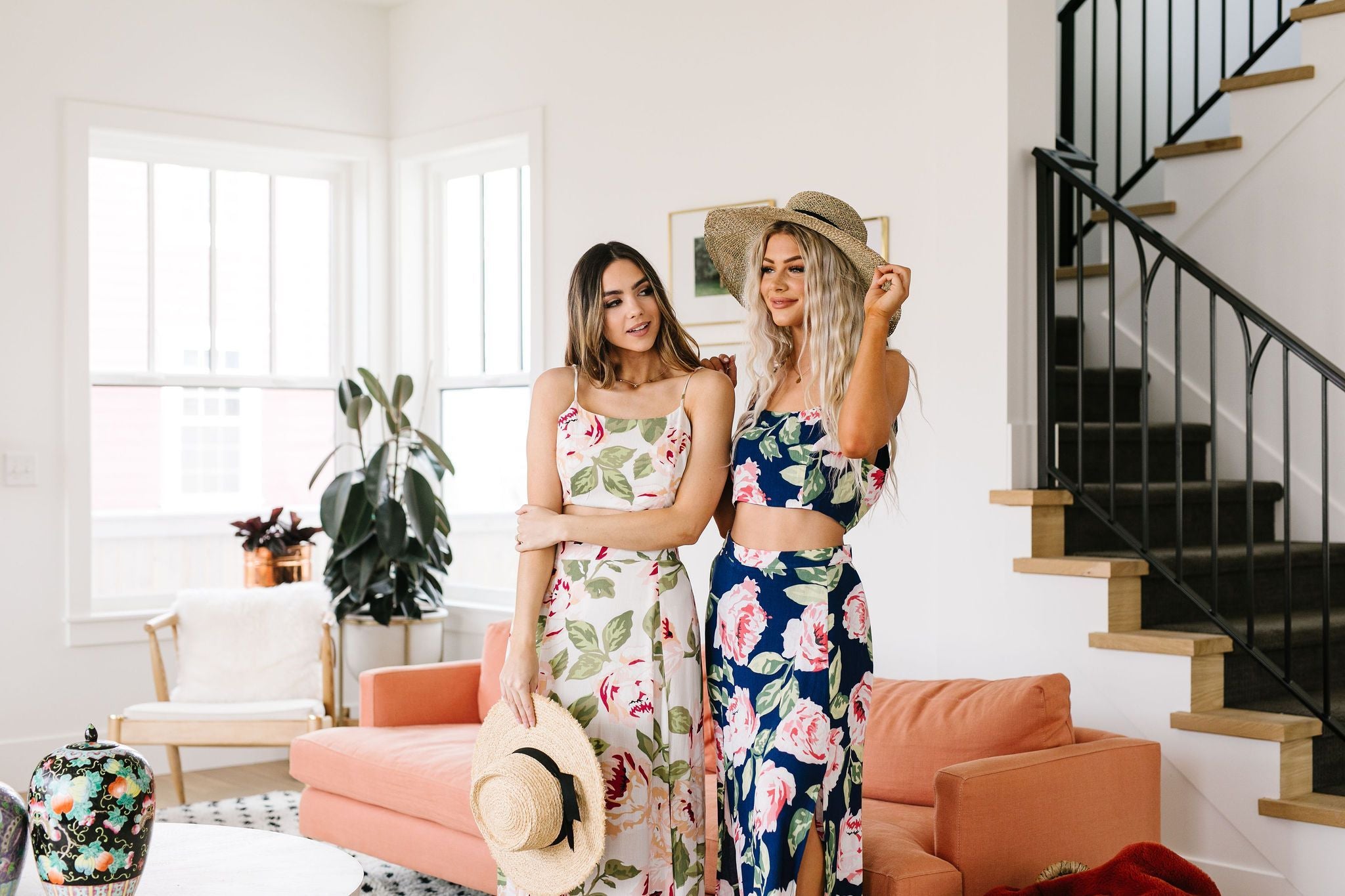 Tropical Fever Crop Top In Navy