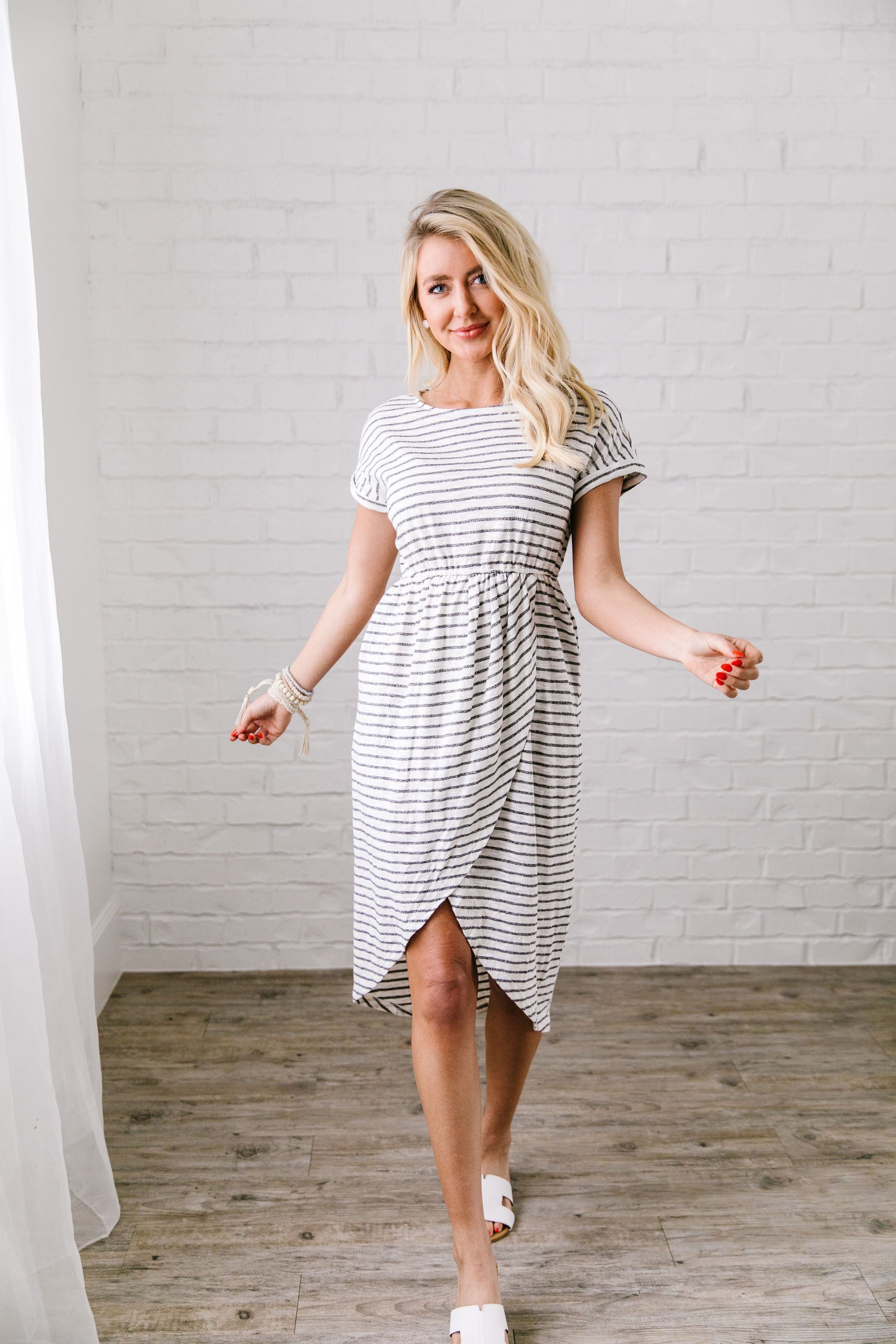 Tulip Hem Striped T-Shirt Dress