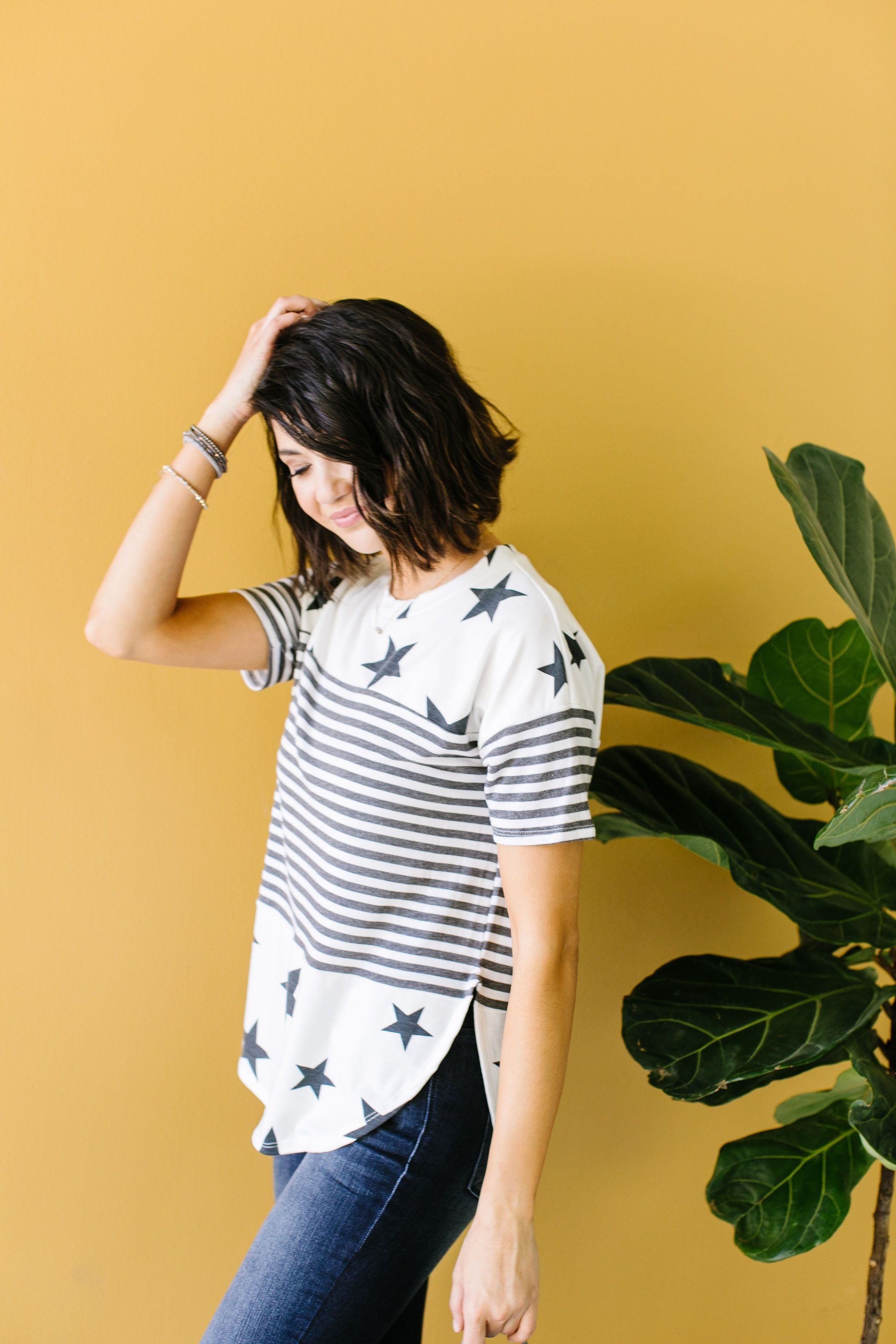 Stripes & Stars Black & White Top
