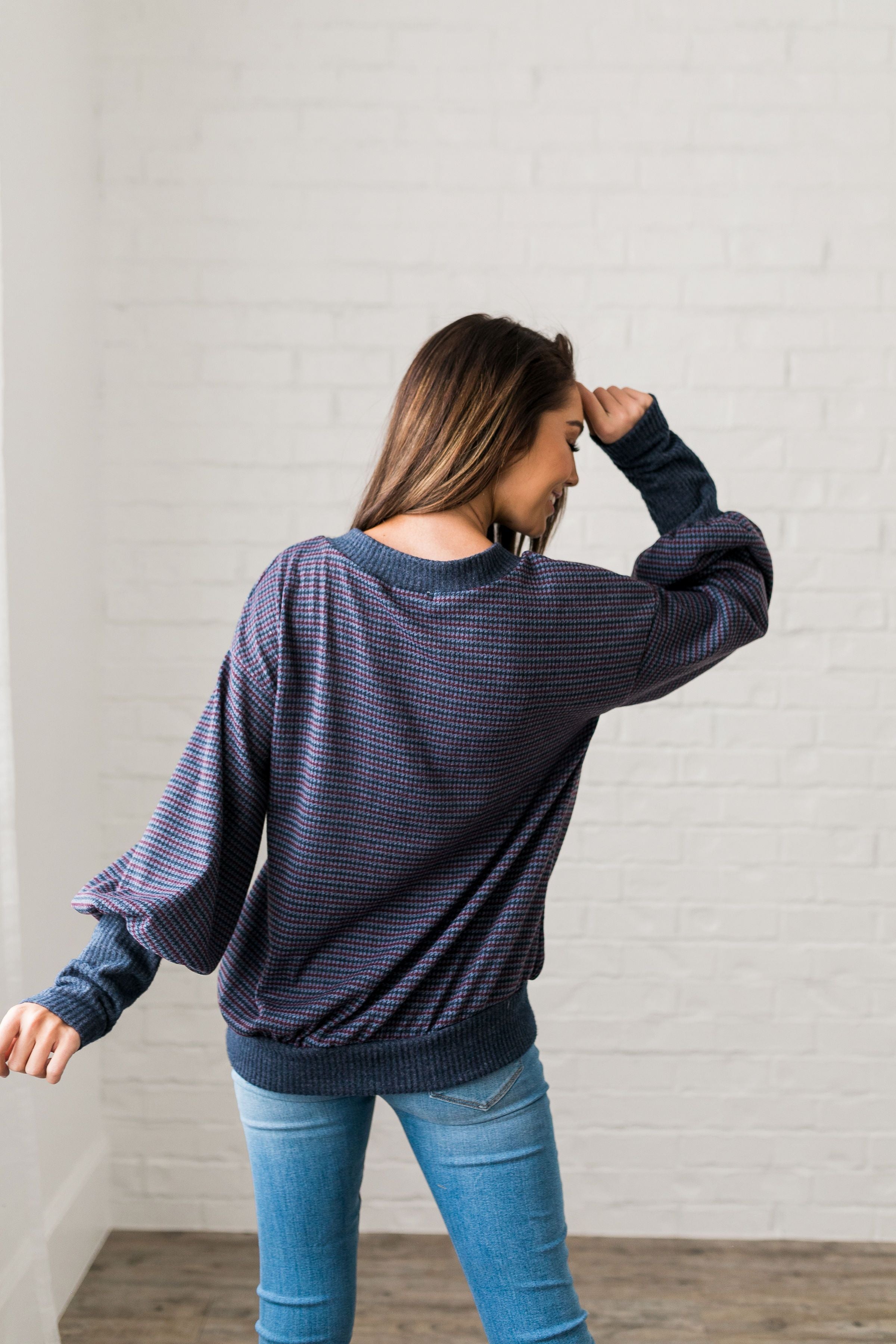 Two-Tone Houndstooth V-Neck - ALL SALES FINAL