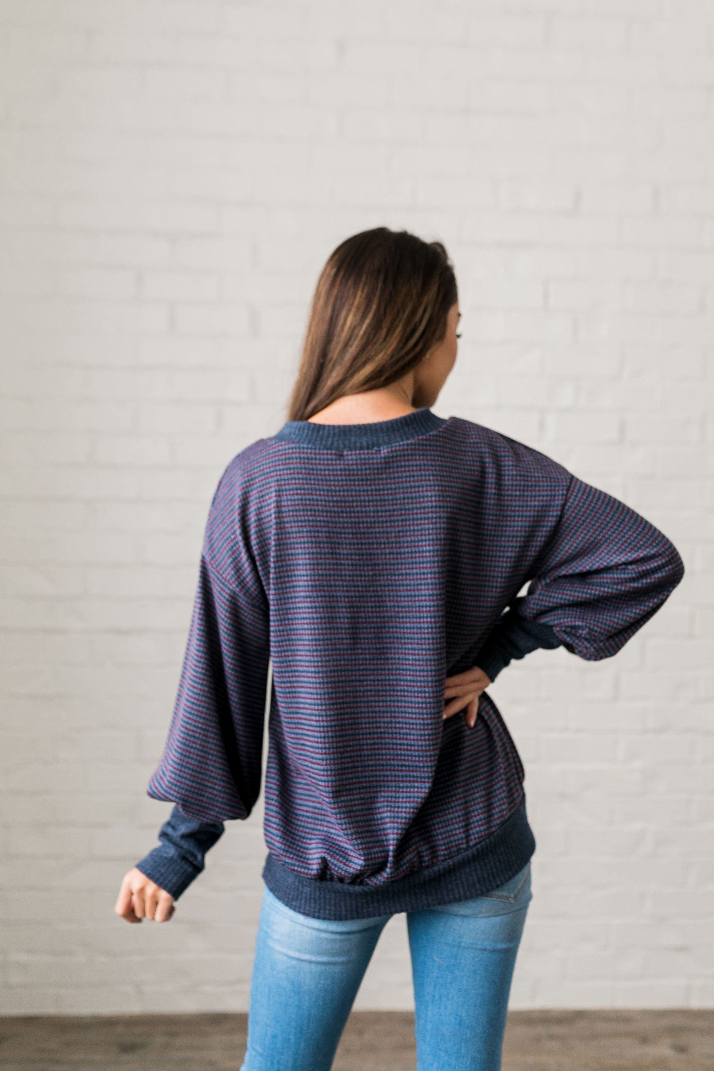 Two-Tone Houndstooth V-Neck - ALL SALES FINAL