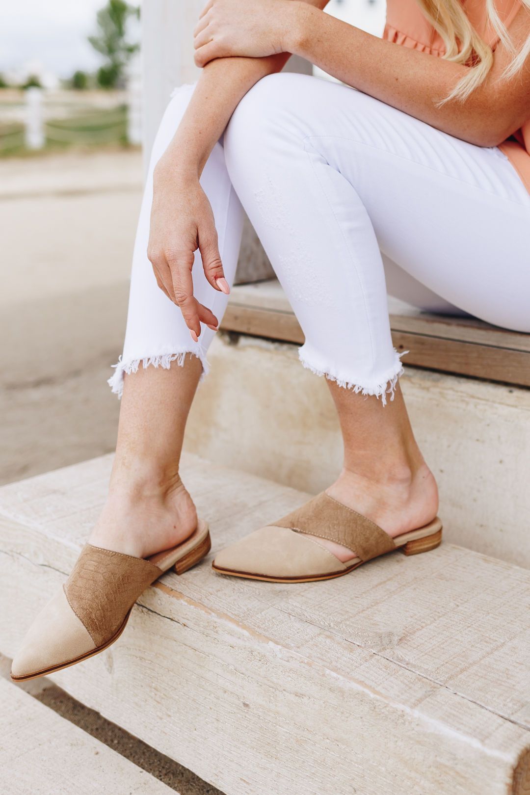 Two-Toned Suede Reptile Print Slides