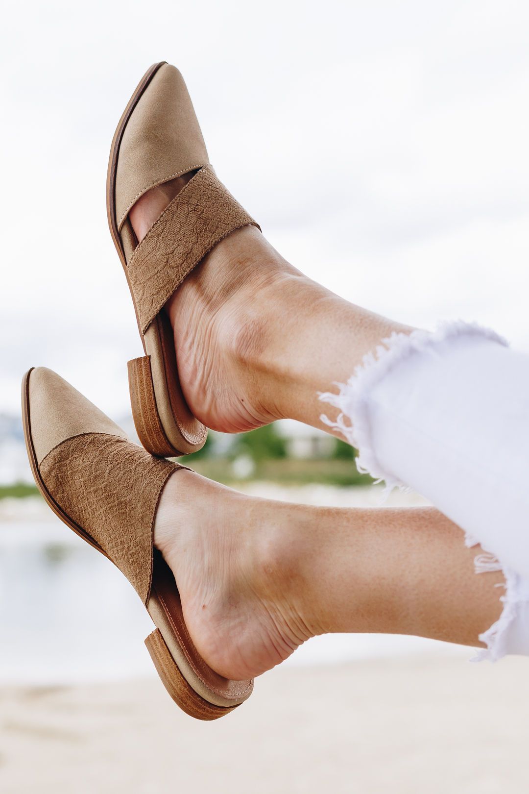 Two-Toned Suede Reptile Print Slides