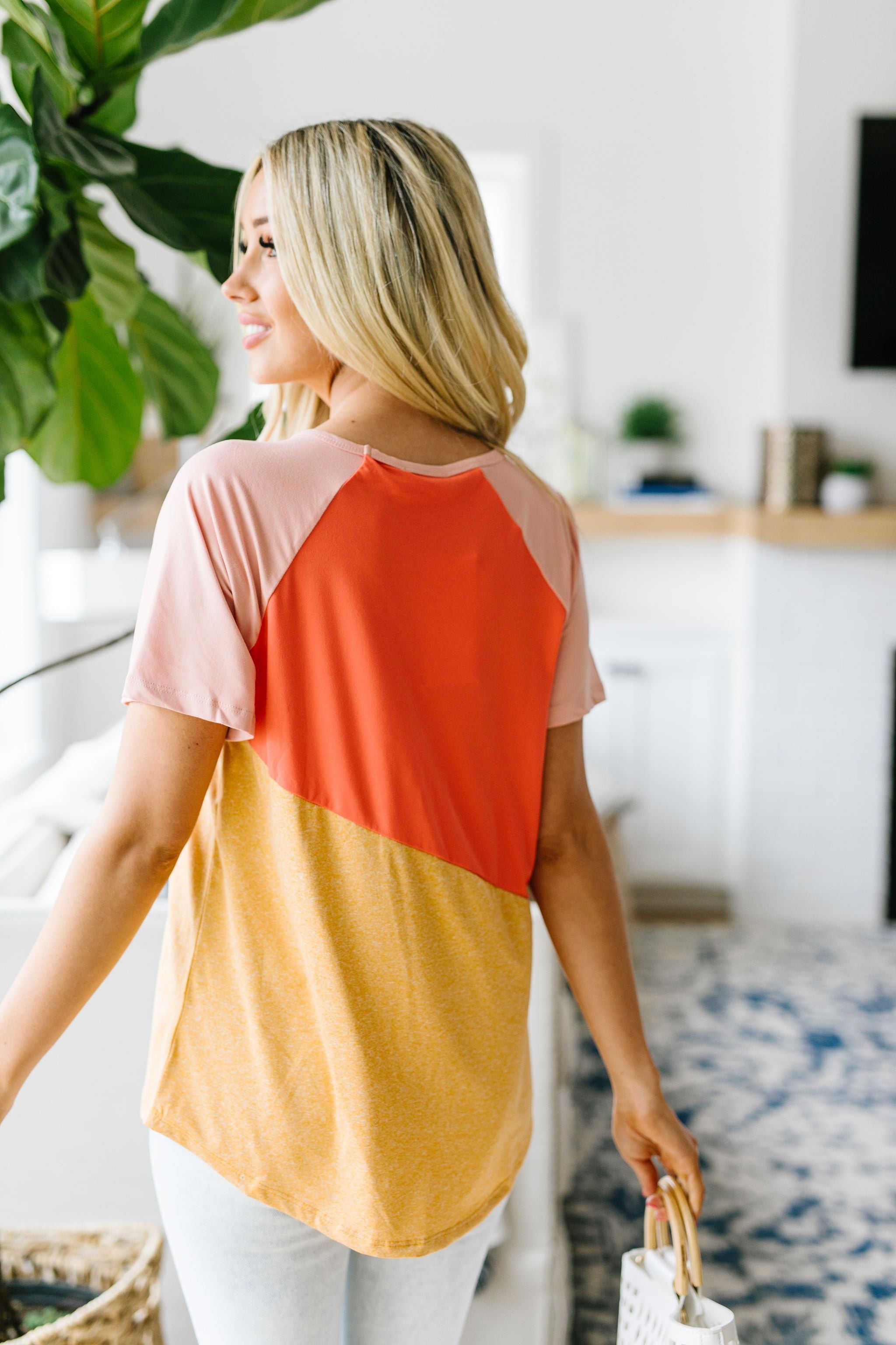 Unbalanced Colorblock Top In Yellow